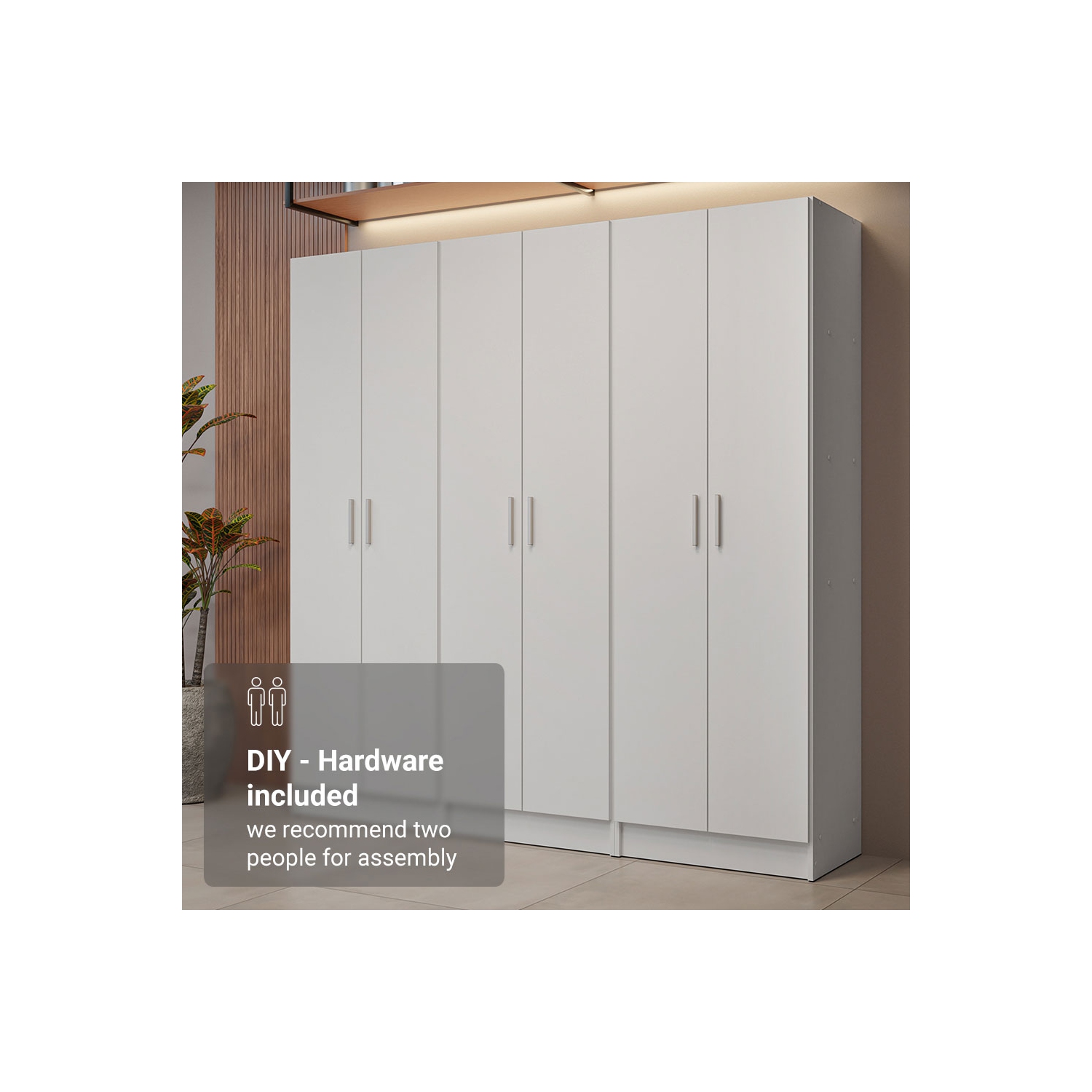 Madesa Kitchen Set 3 Pantry Storage Cabinet with 5 Utility Shelves 23"L Wooden Organization Unit for Kitchen - White