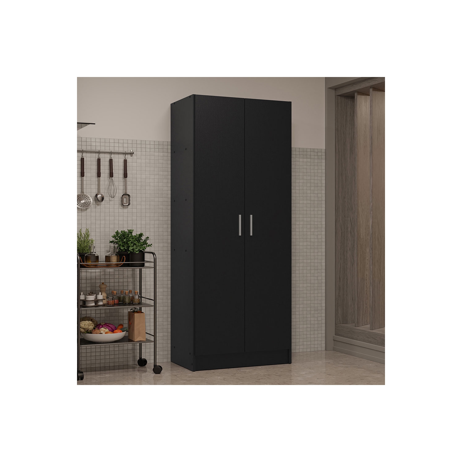 Armoire de rangement à 2 portes avec 5 tablettes utilitaires Madesa Kitchen Pantry Unité de rangement en bois de 23&nbsp;po de long pour la cuisine -
