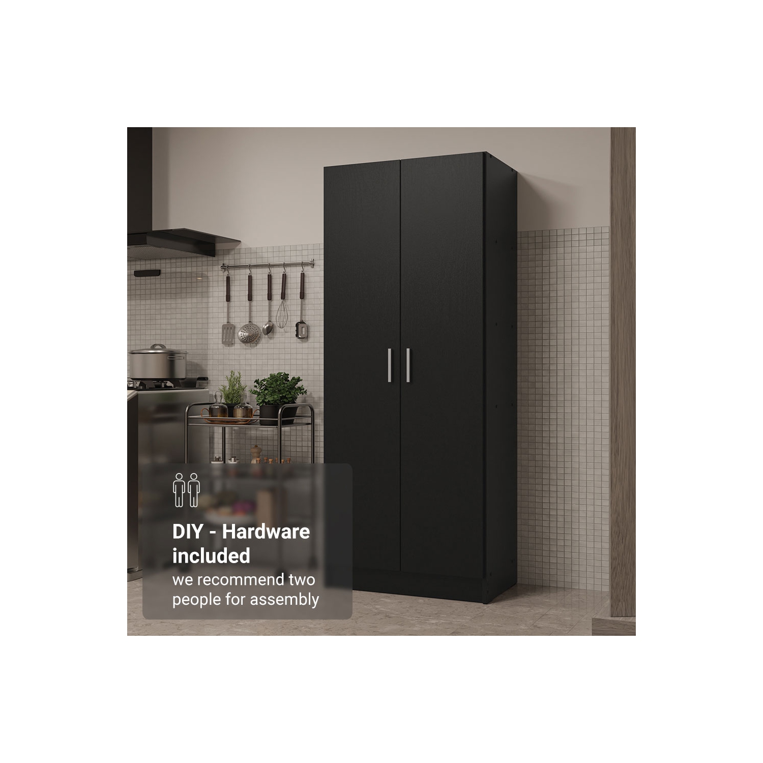 Armoire de rangement à 2 portes avec 5 tablettes utilitaires Madesa Kitchen Pantry Unité de rangement en bois de 23&nbsp;po de long pour la cuisine -