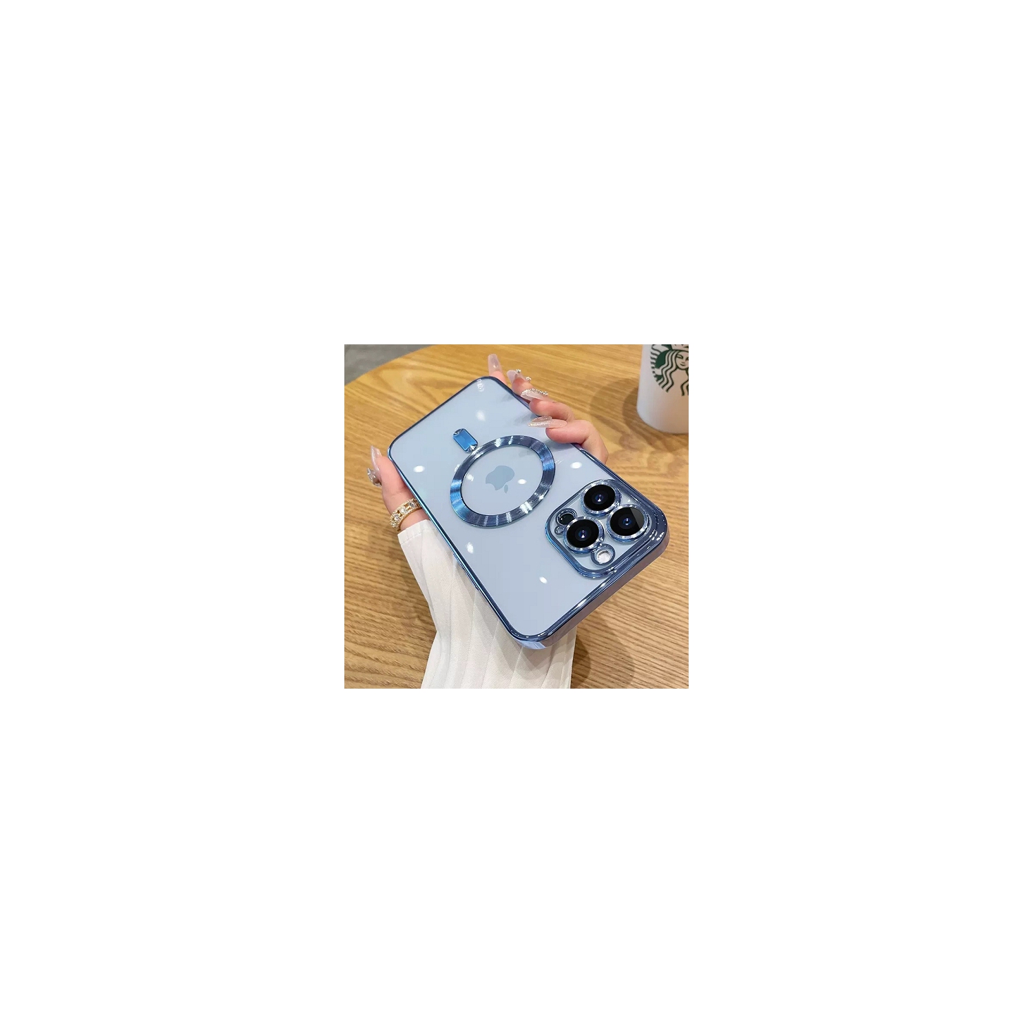 TopSave Soft Clear Case for iPhone 16 Pro Max 6.9-Inch, Camera Lens Full Protection, with MagSafe, Shockproof Electroplated TPU Cover, Blue