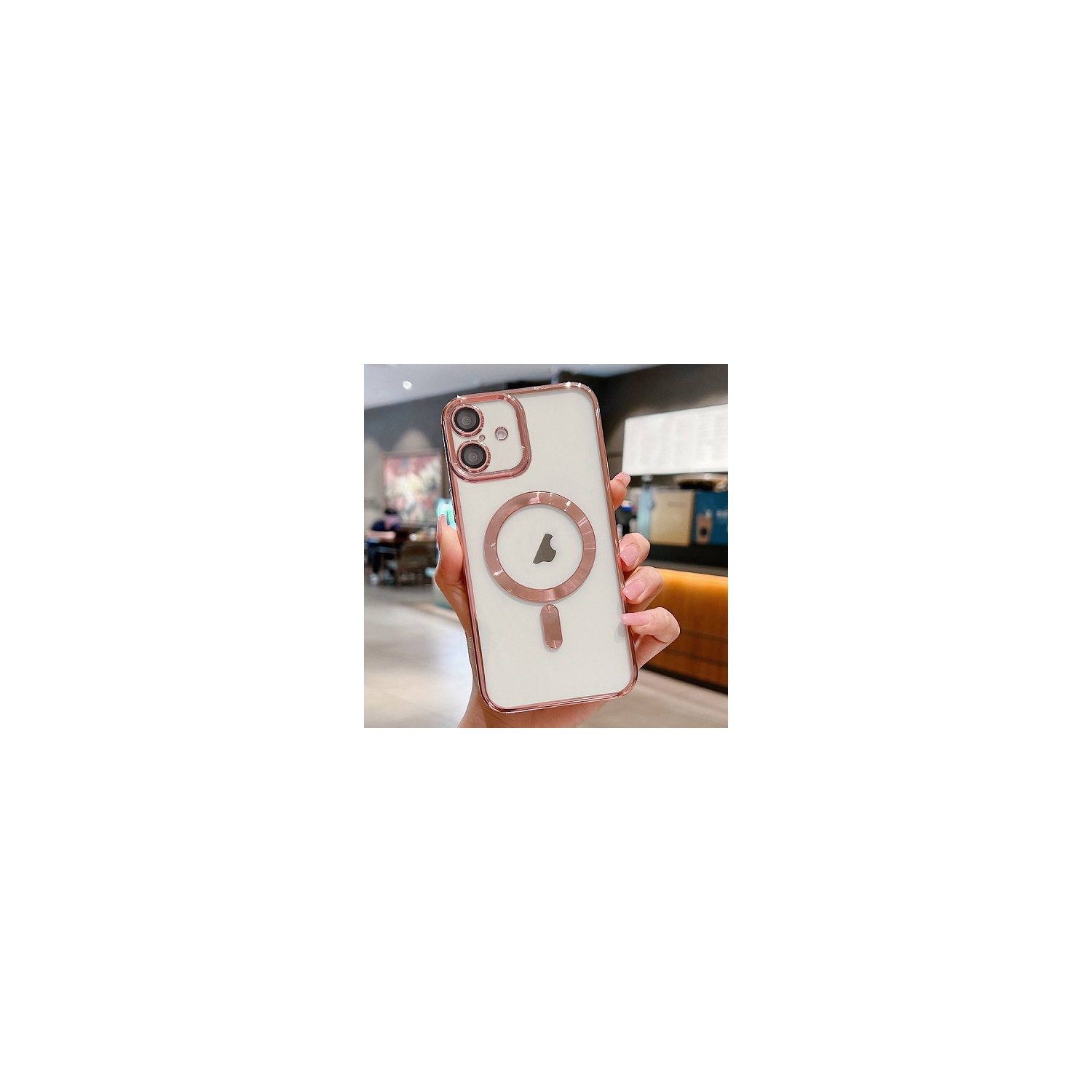 TopSave Soft Clear Case for iPhone 16 6.1-Inch, Camera Lens Full Protection, with MagSafe, Shockproof Electroplated TPU Cover, Rose Gold