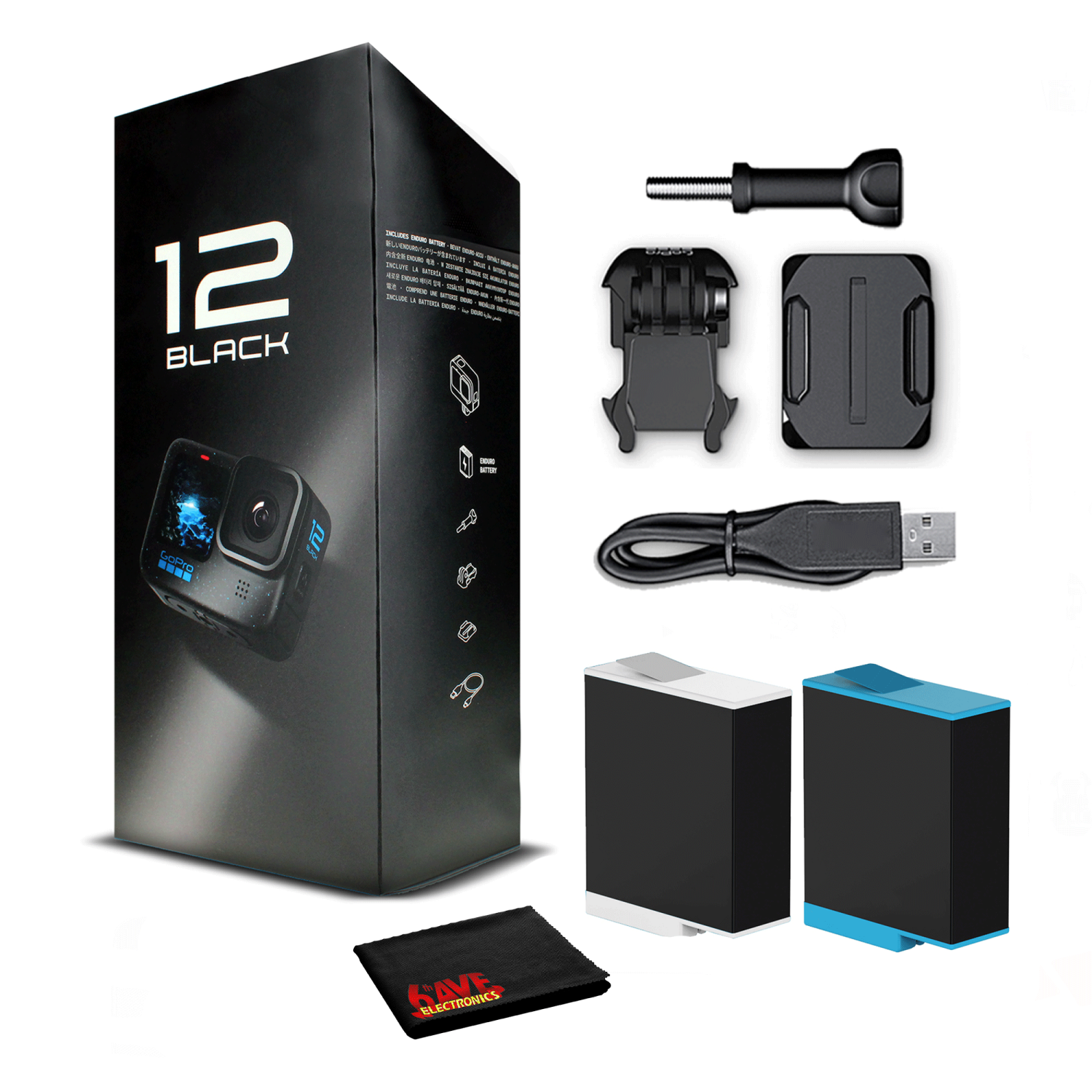 GoPro HERO12 Waterproof Action Camera with Extra Battery Bundle