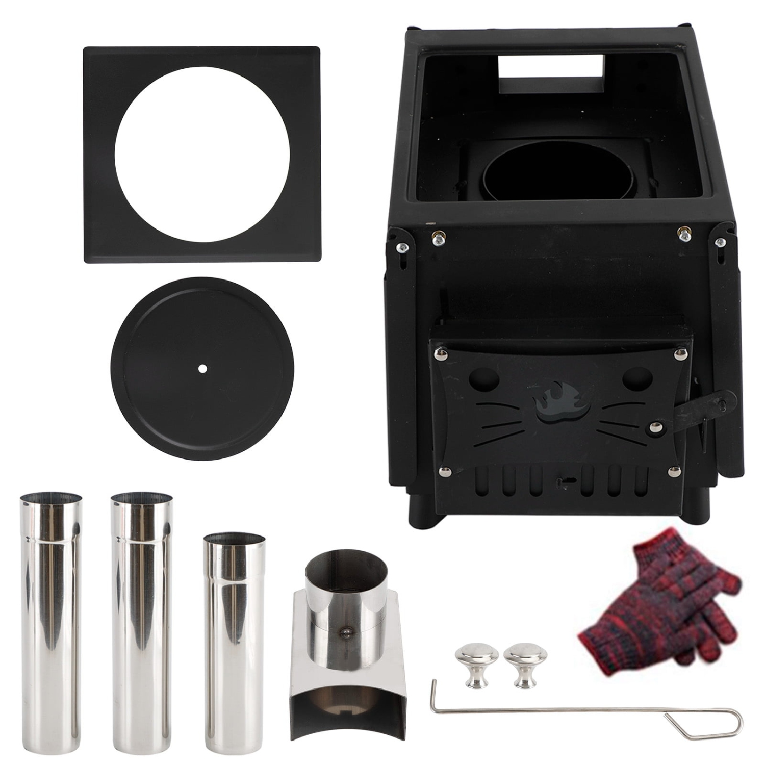 TOPTENG Camping Tent Stove, Portable Tent Wood Stove with 3 Chimney Pipe, Heating Burning Stove for Tents, Travel, and Camping