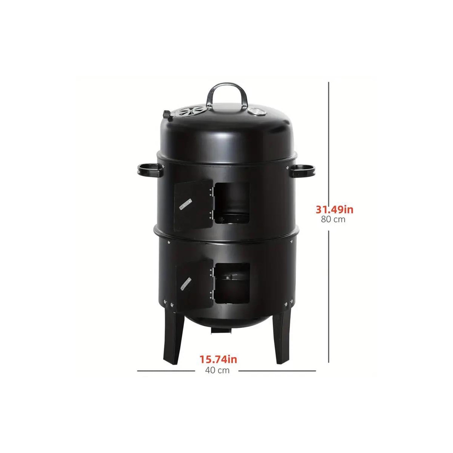 TOPTENG Vertical Charcoal BBQ Smoker, 3-in-1 16" Round Charcoal Barbecue Grill with 2 Cooking Area, and Thermometer for Outdoor Camping Picnic