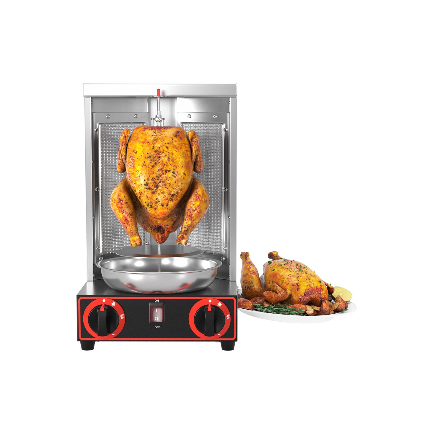 TOPTENG 110V 2000W Commercial Electric Vertical Gas Shawarma Broiler Machine Spinning Doner Kebab Gyro Grill Machine, Rotisserie Doner Kebab Gyro