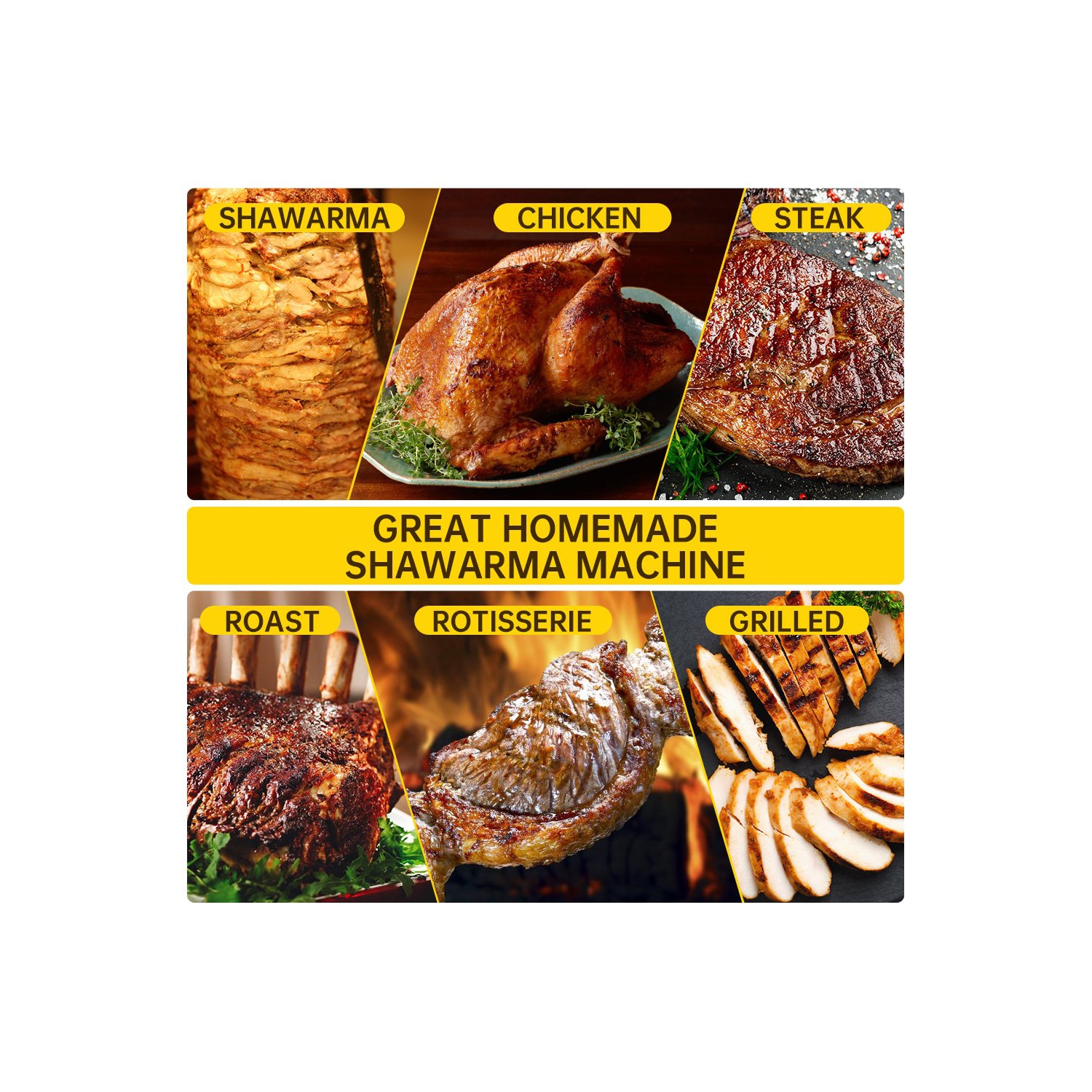 TOPTENG 110V 2000W Commercial Electric Vertical Gas Shawarma Broiler Machine Spinning Doner Kebab Gyro Grill Machine, Rotisserie Doner Kebab Gyro