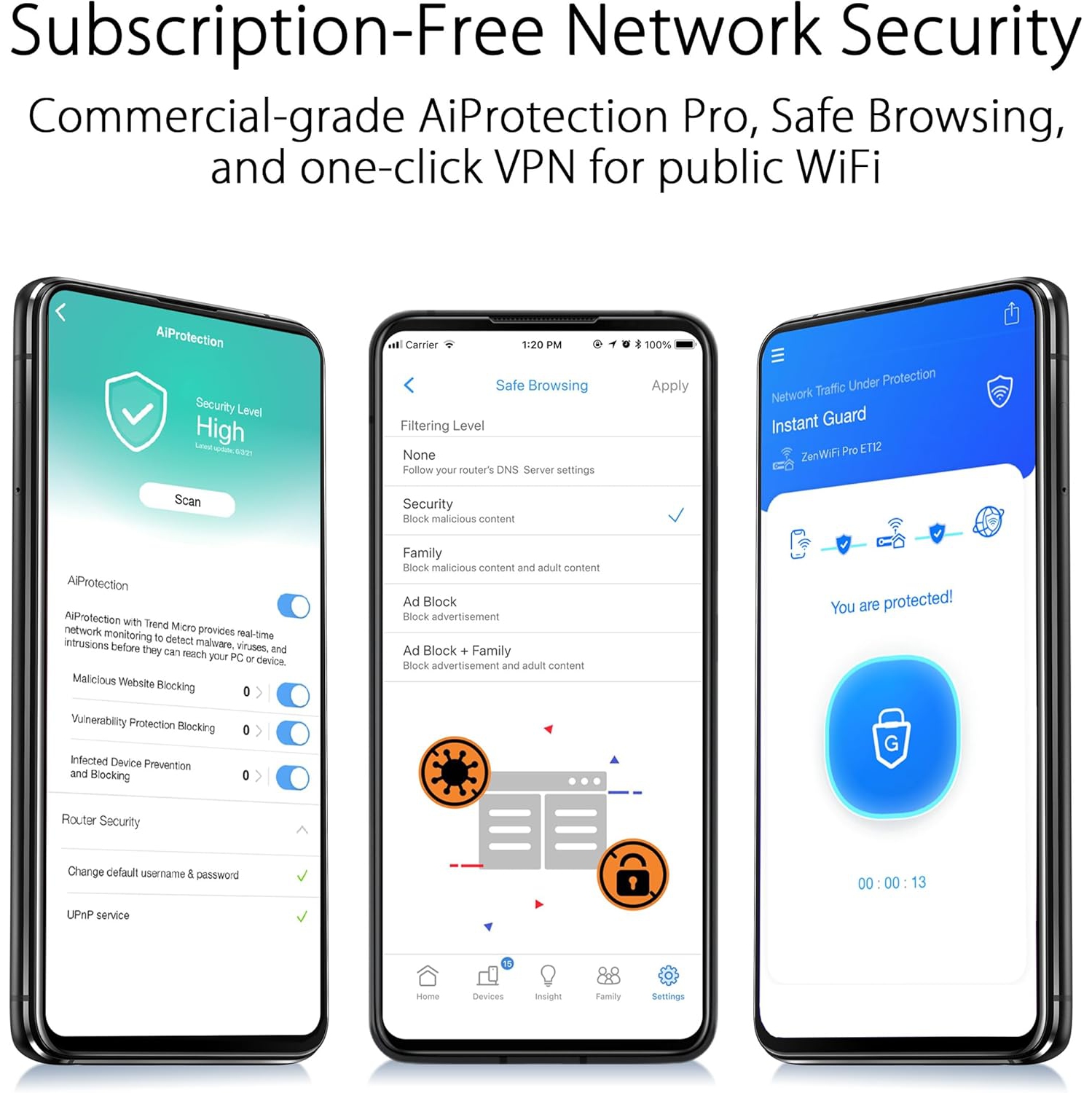 ASUS ZenWiFi Pro ET12 AXE11000 Tri-Band WiFi 6E Mesh System, Coverage up to 6000 sq ft, Subscription-Free Network Security