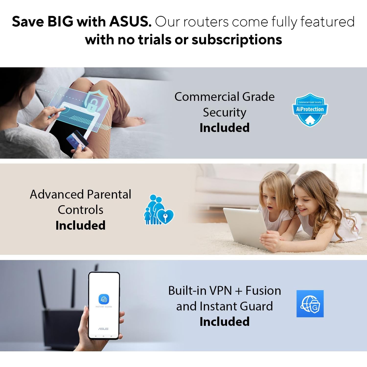 ASUS ZenWiFi Pro ET12 AXE11000 Tri-Band WiFi 6E Mesh System, Coverage up to 6000 sq ft, Subscription-Free Network Security