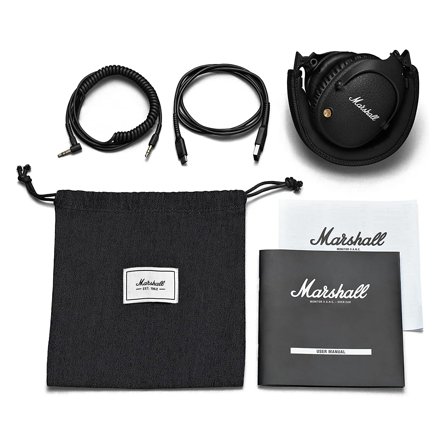 Marshall – Casque d’écoute Bluetooth à suppression active du bruit Monitor II, noir