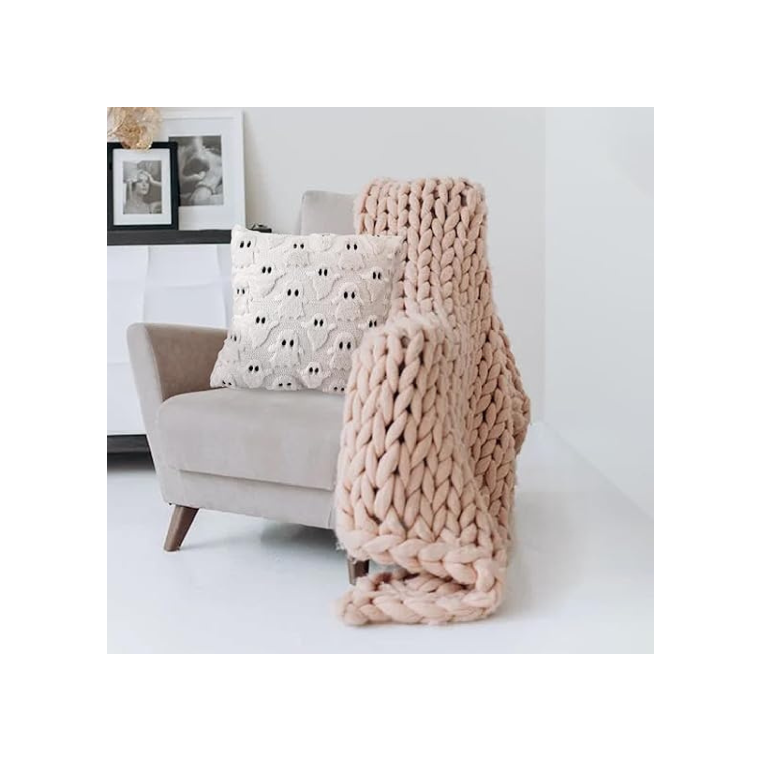 GODAYS 2 PCS Halloween Pillow Covers 18 x18 Inch Funny Ghost Throw Pillow Covers Halloween Plush Pillow Case Ghost Decor Throw Cushion Case for Sofa