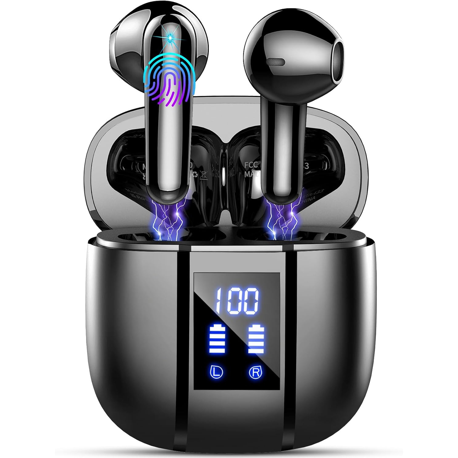 Wireless Earbuds Bluetooth 5.3 Headphones with 4 ENC Noise Cancelling Mics, 48H HiFi Stereo Wireless Headphones, Bluetooth Ear Buds with Dual LED