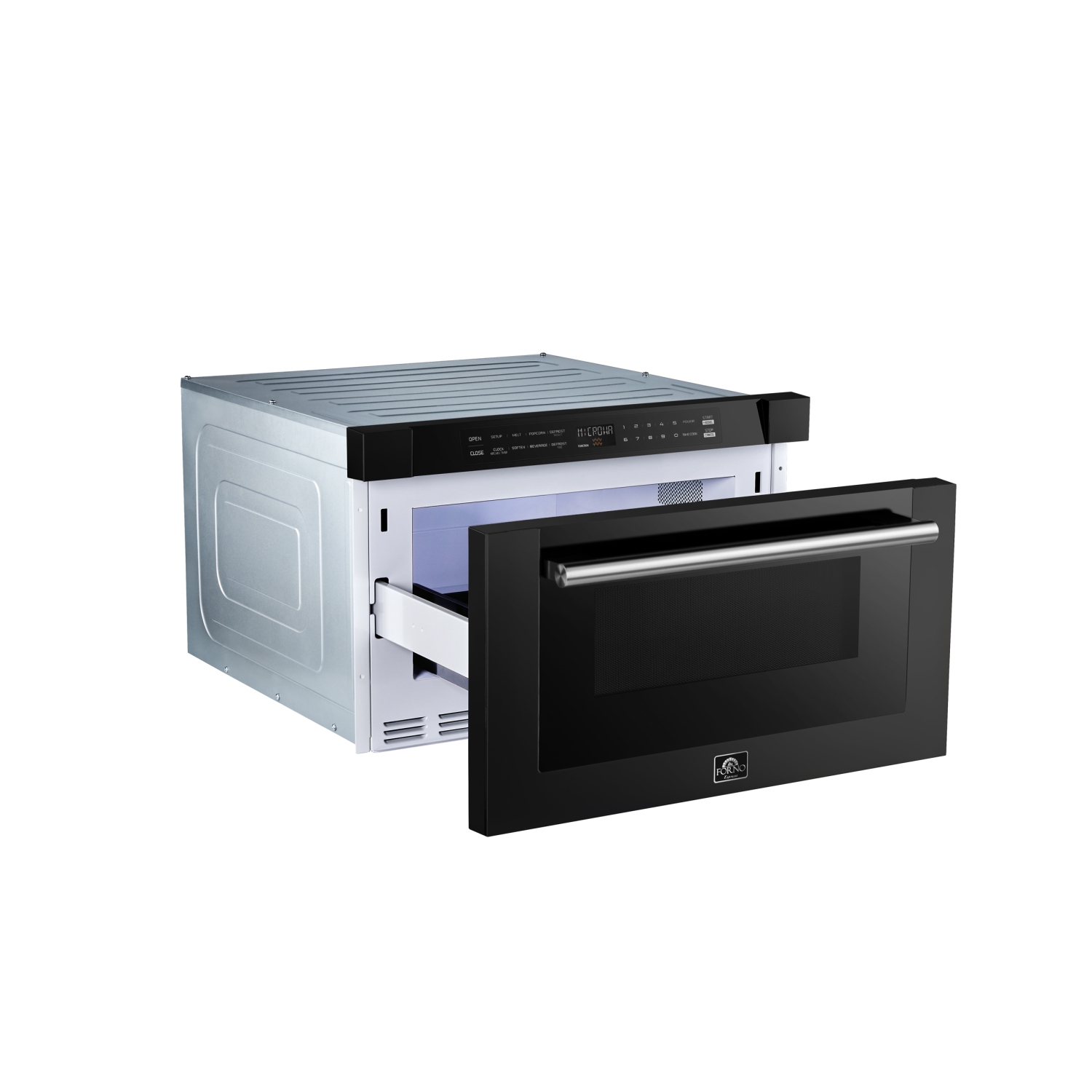 Tiroir à micro-ondes Forno Capoliveri avec poignée, 1,2&nbsp;pi³ de 24&nbsp;po, fini noir