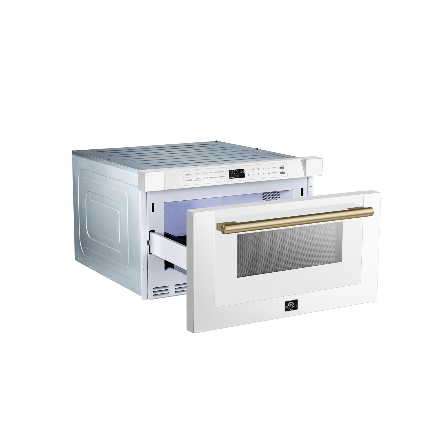 Forno Capoliveri Microwave Drawer with Handle 24 Inch 1.2 cu.ft. in White-finished