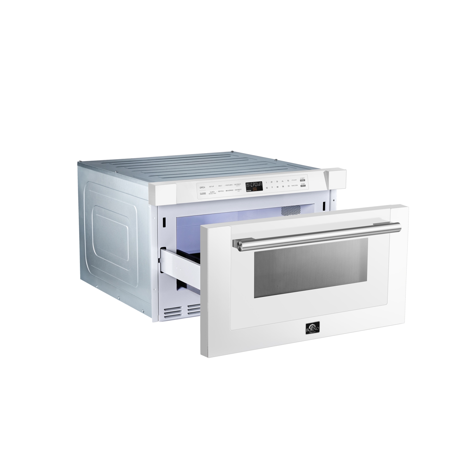 Forno Capoliveri Microwave Drawer with Handle 24 Inch 1.2 cu.ft. in White-finished