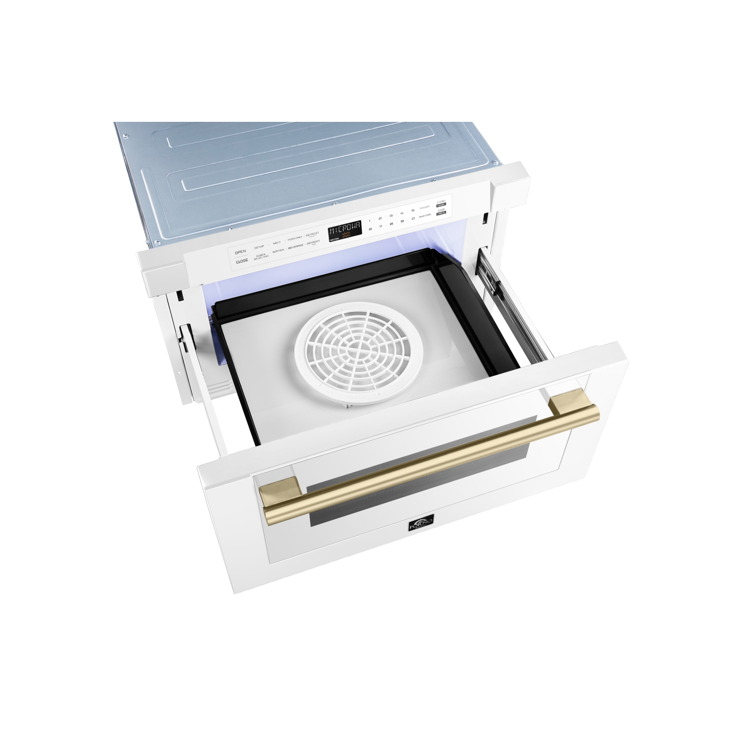 Forno Capoliveri Microwave Drawer with Handle 24 Inch 1.2 cu.ft. in White-finished