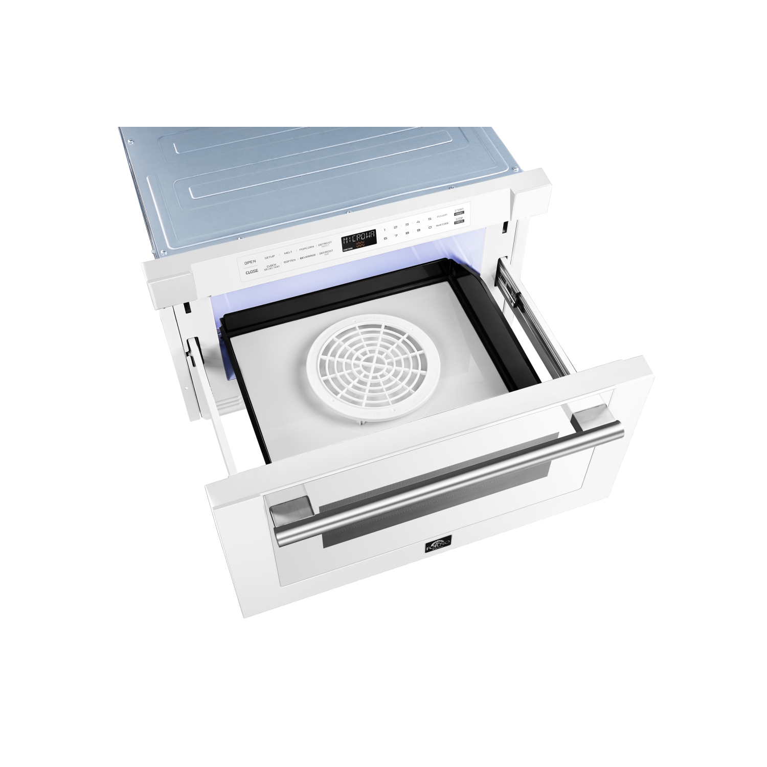 Forno Capoliveri Microwave Drawer with Handle 24 Inch 1.2 cu.ft. in White-finished