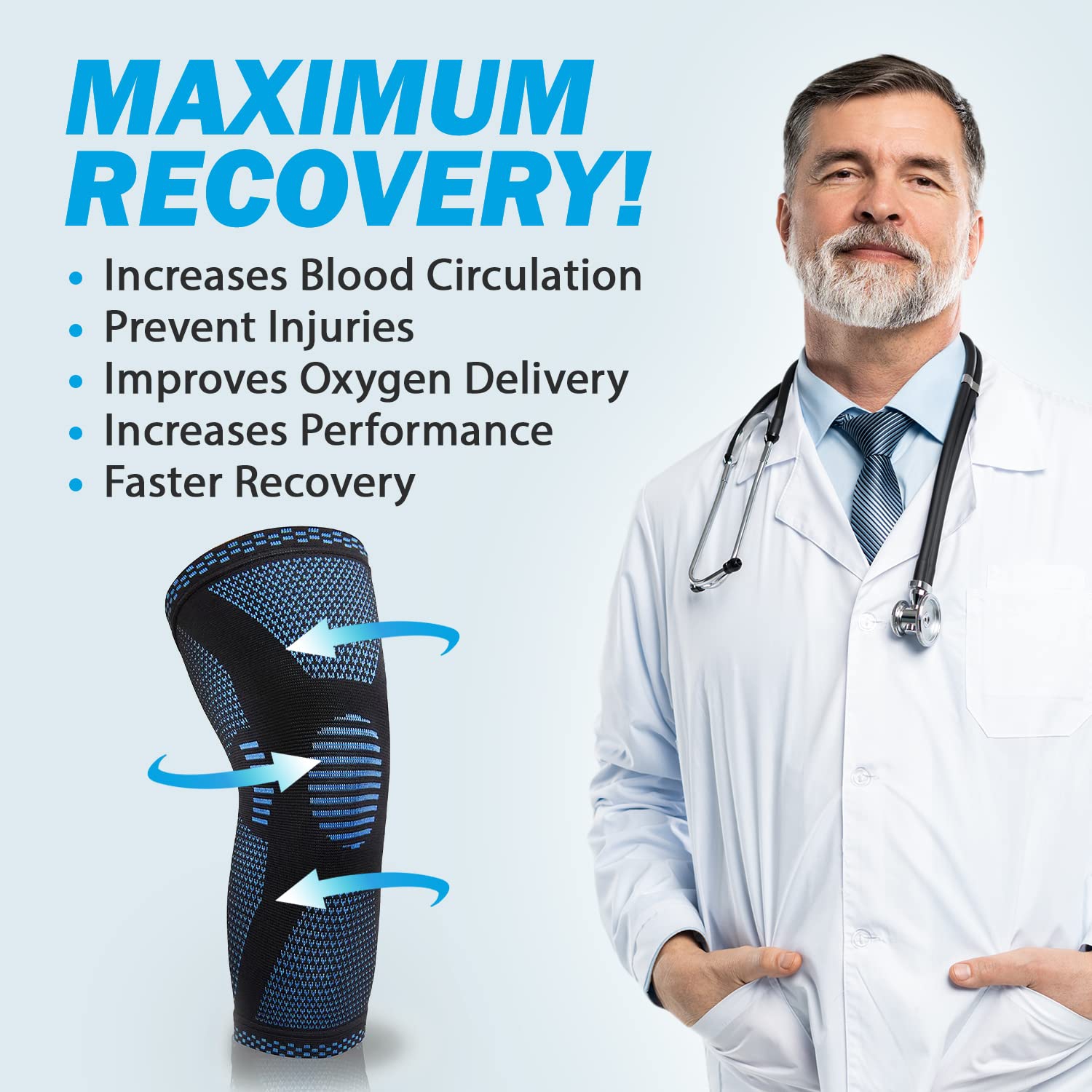 POWERLIX Knee Compression Sleeve - Best Knee Brace for Knee Pain for Men & Women - Knee Support for Running, Basketball, Volleyball, Weightlifting,