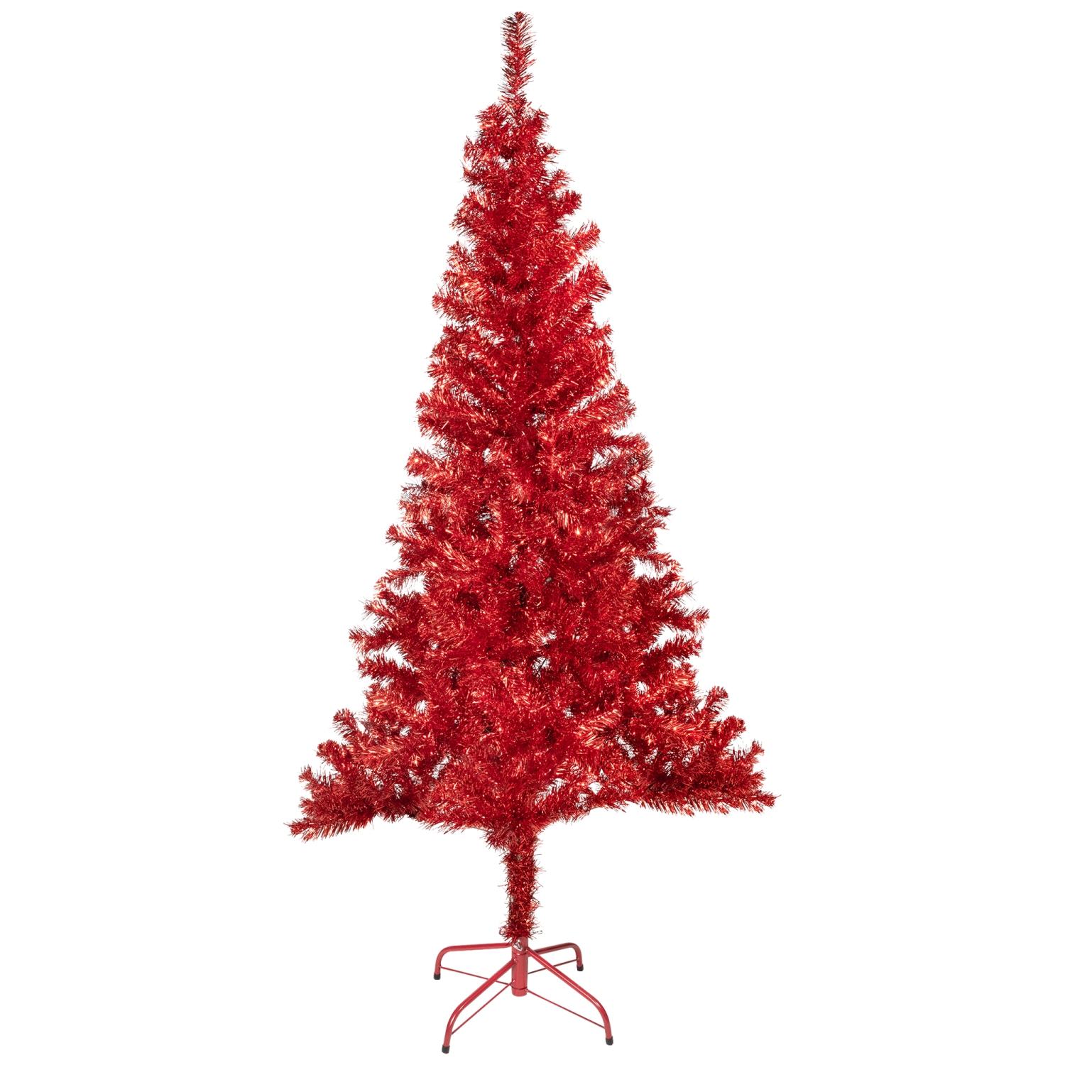 Artificial Tinsel Christmas Tree - 6' - Red - Unlit