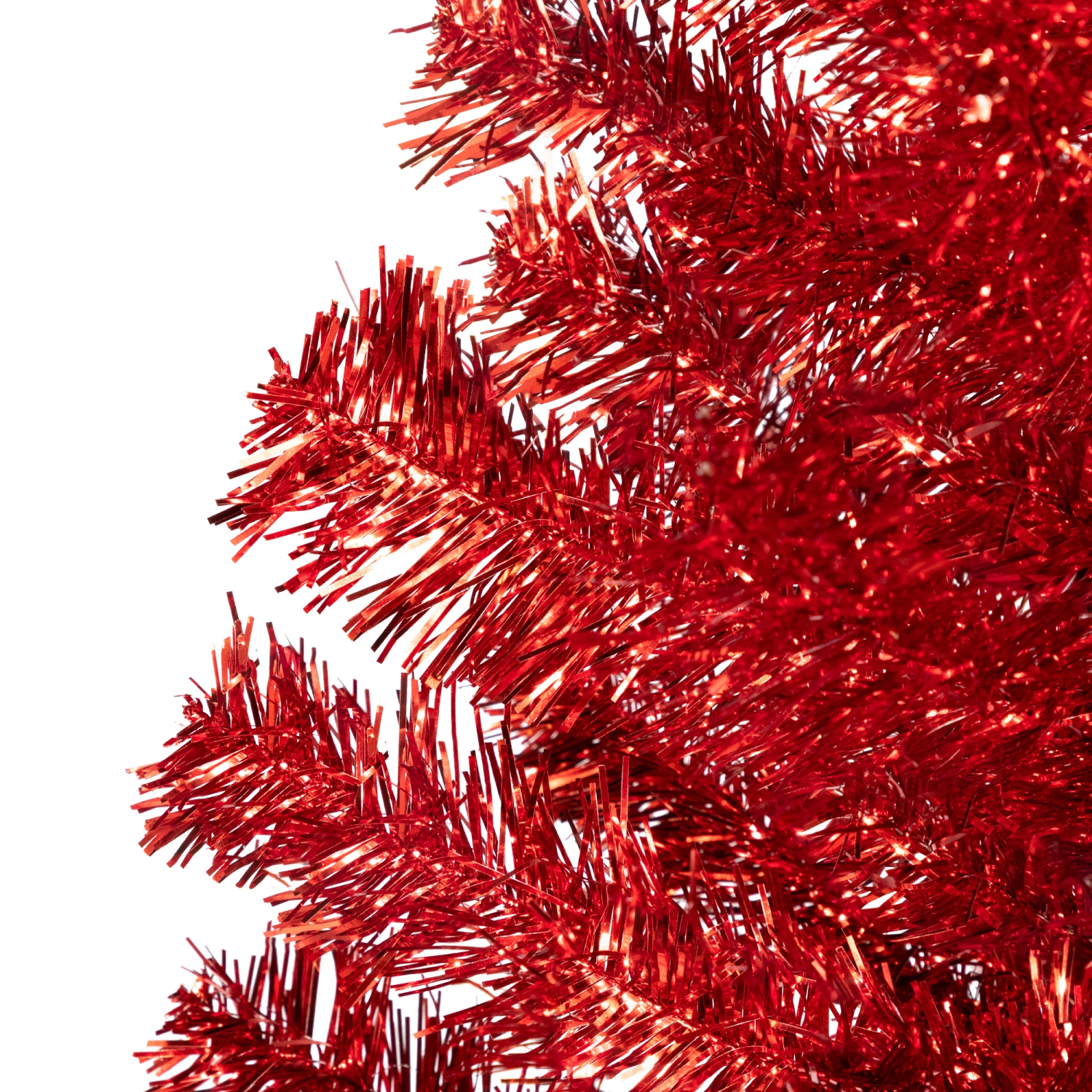 Artificial Tinsel Christmas Tree - 6' - Red - Unlit