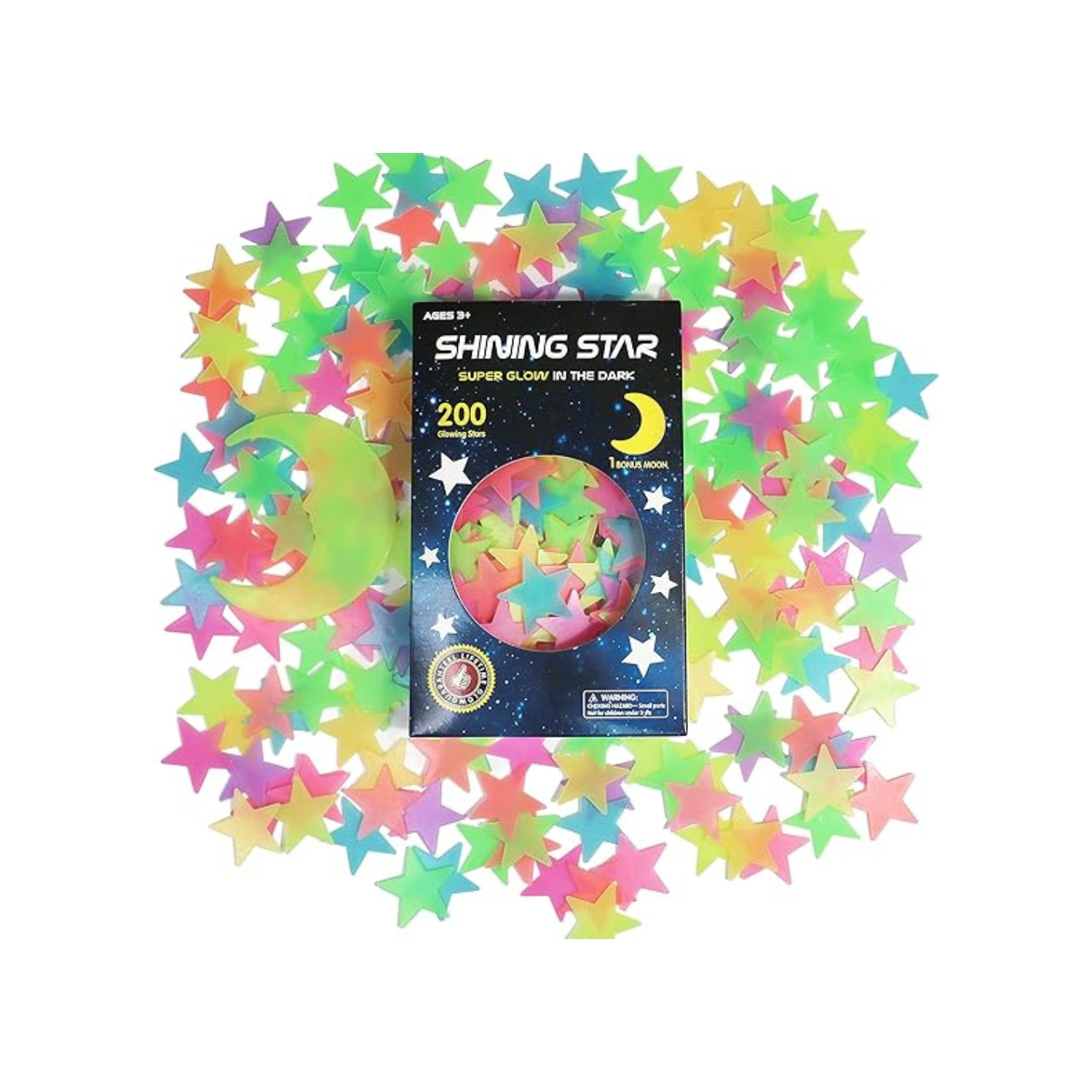 The Dark Stars Stickers for Ceiling, Adhesive 200pcs 3D Glowing Stars and Moon for Kids Bedroom,Luminous Stars Stickers Create a Realistic Starry