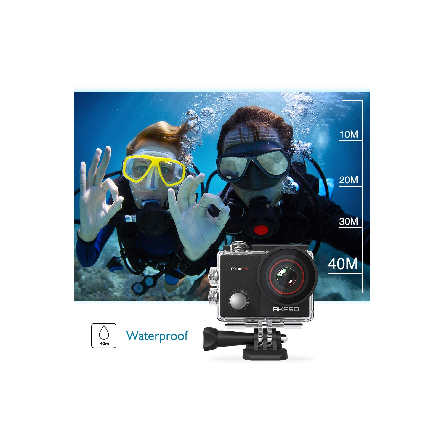 Open Box - AKASO EK7000 Pro 4K Action Camera with Touch Screen EIS Adjustable View Angle