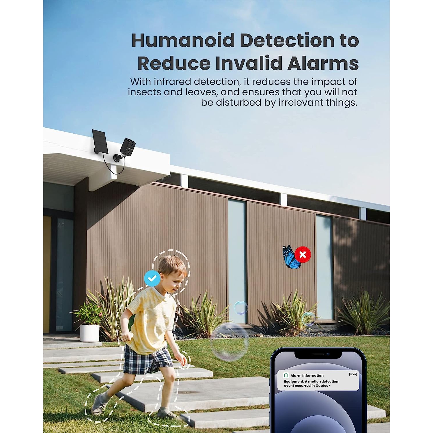 Caméra de surveillance solaire sans fil extérieure - Caméra FOAOOD - Noir - Paquet de 2