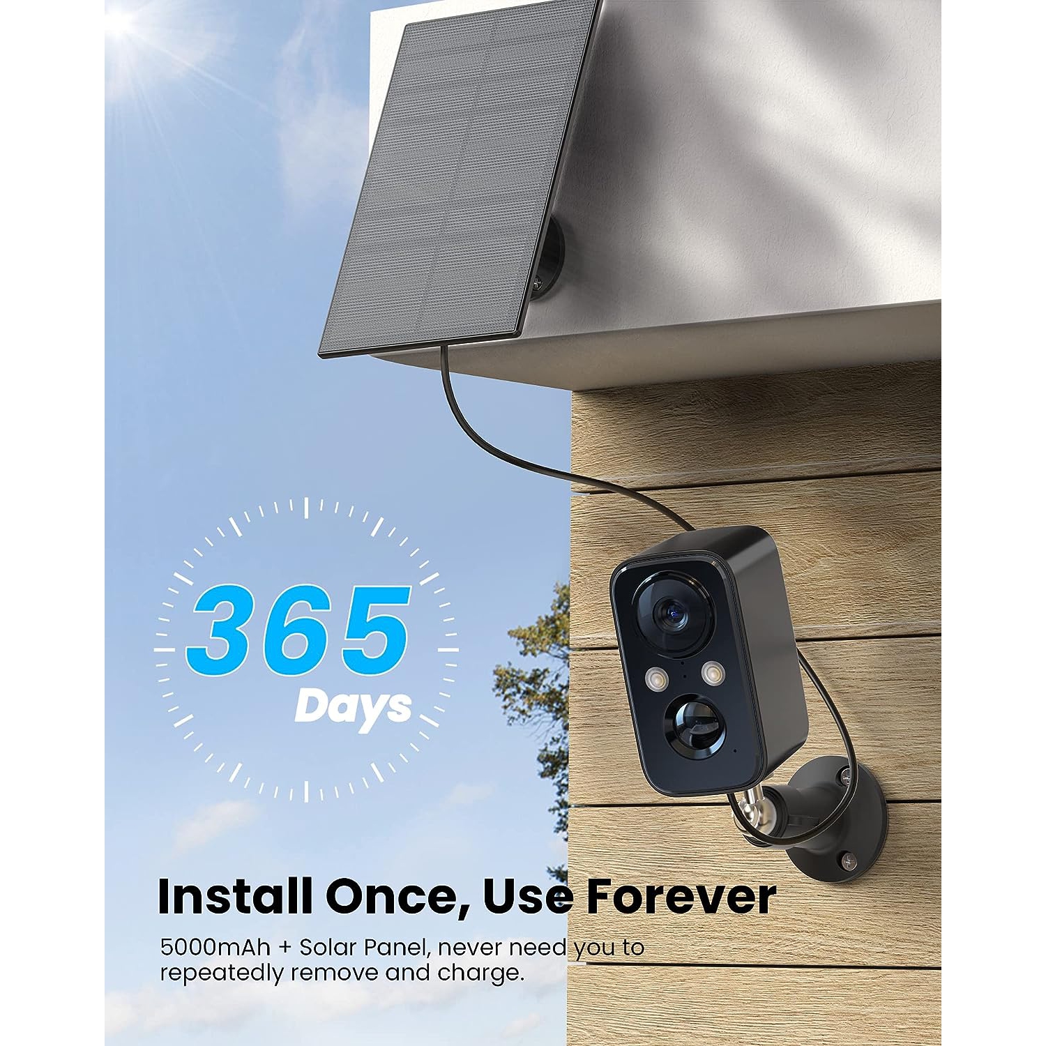 Security Camera Wireless Outdoor Solar - FOAOOD Camera- Black