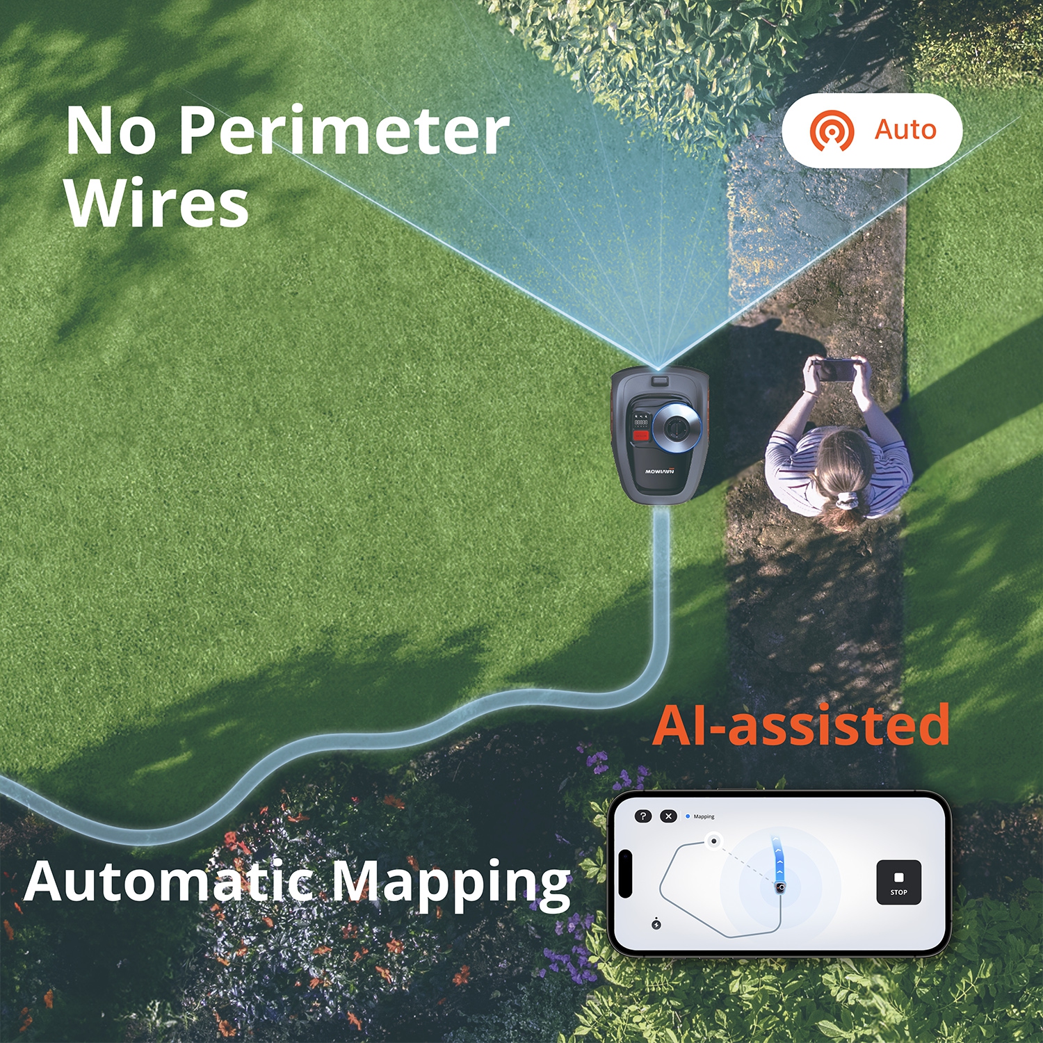 Segway Navimow i110N Robotic Lawn Mower, Wireless AI Mapping, EFLS 2.0 Positioning, VisionFence Obstacle Avoidance, App Control