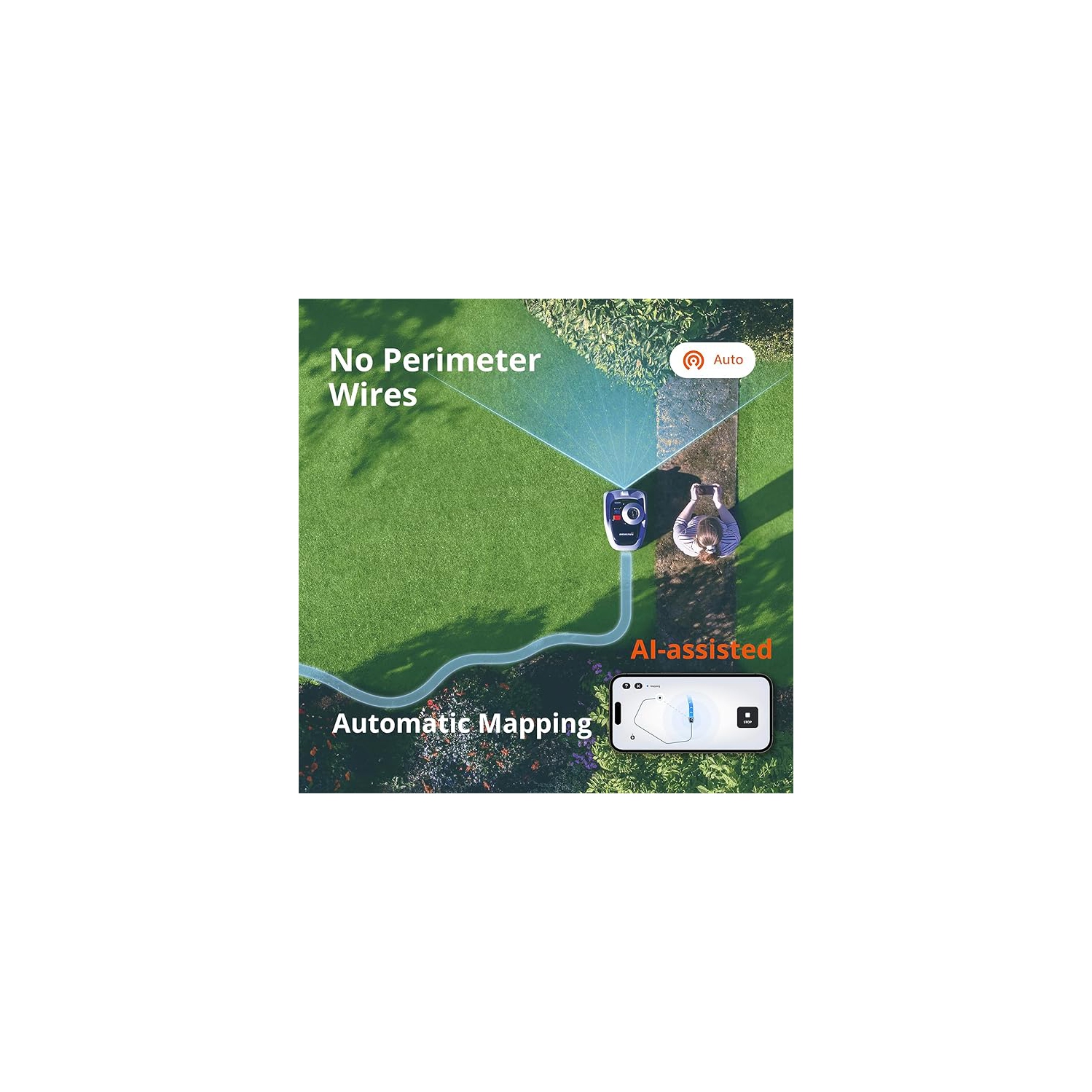 Segway Navimow i105N Robotic Lawn Mower, Wireless AI Mapping, EFLS 2.0 Positioning, VisionFence Obstacle Avoidance, App Control