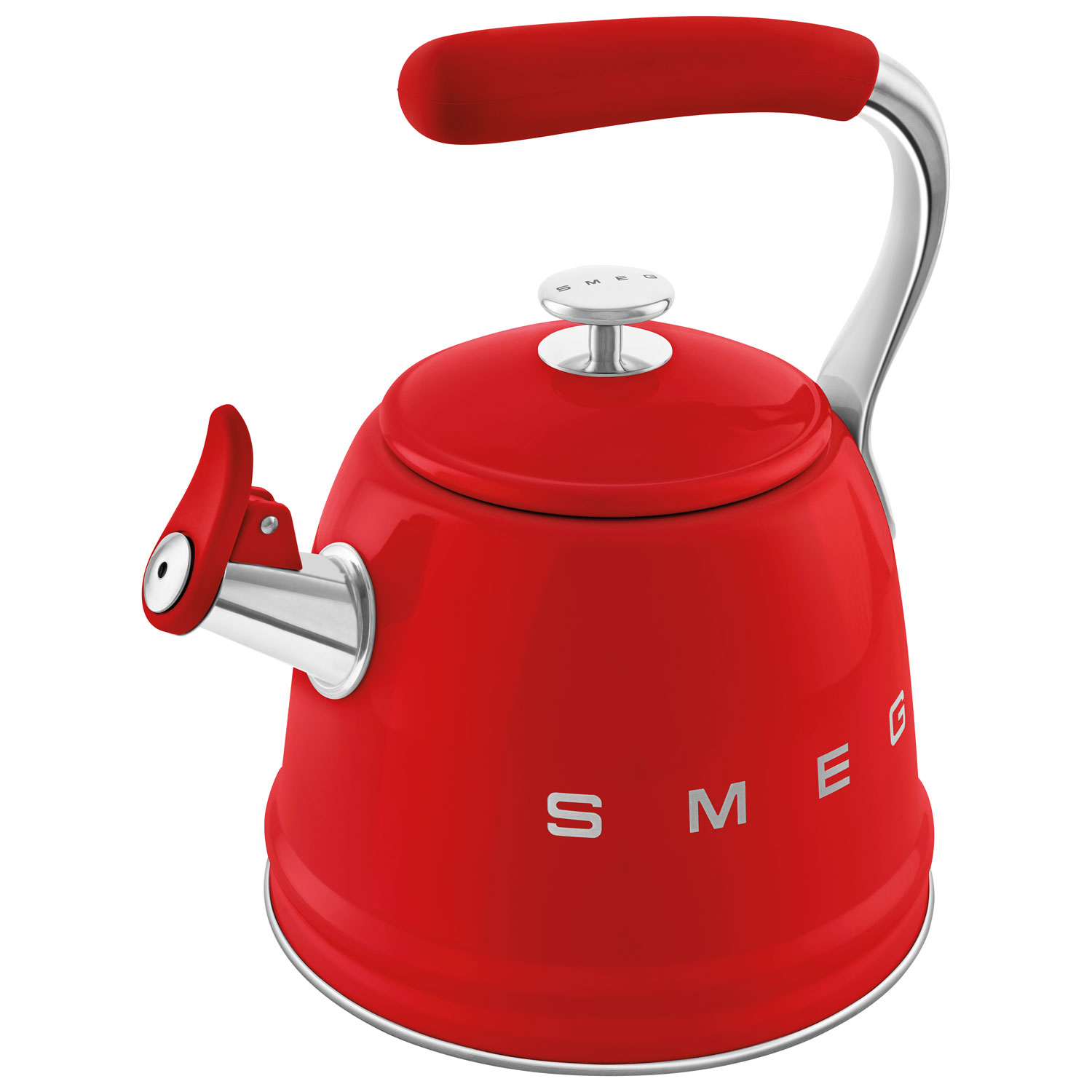Bouilloire de cuisinière Années 50 de Smeg - 2,3 l - Rouge/Acier inoxydable