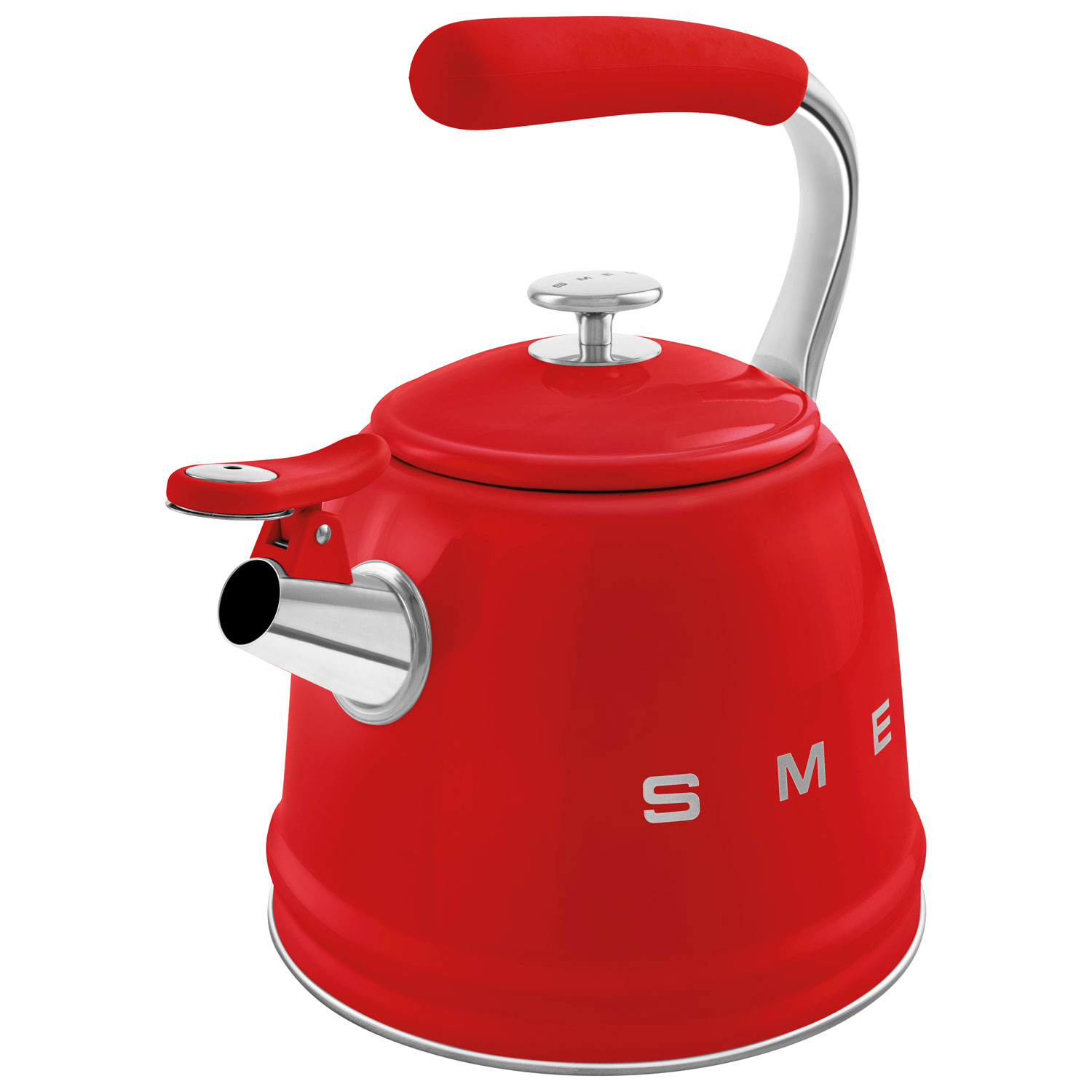 Bouilloire de cuisinière Années 50 de Smeg - 2,3 l - Rouge/Acier inoxydable
