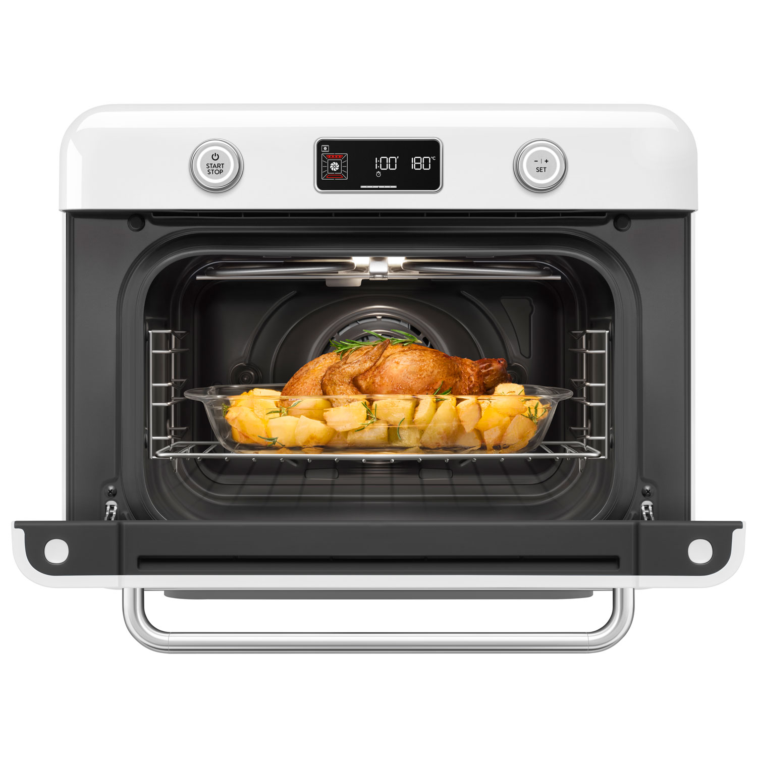 Smeg 10-in-1 Countertop Combination Air Fryer Toaster Oven with Steam - 1.05 Cu.Ft./29.7L - White