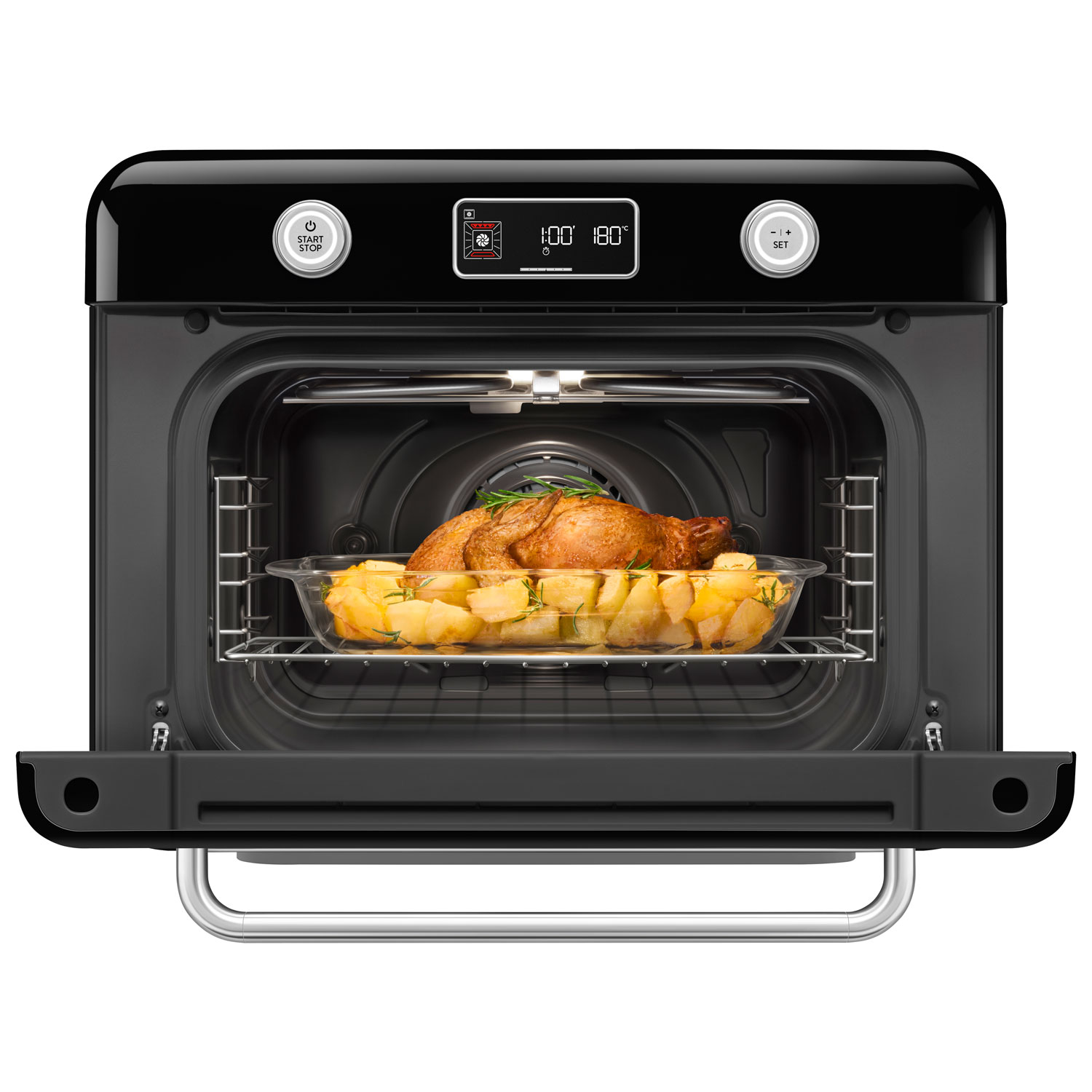 Smeg 10-in-1 Countertop Combination Air Fryer Toaster Oven with Steam - 1.05 Cu. Ft. - Black