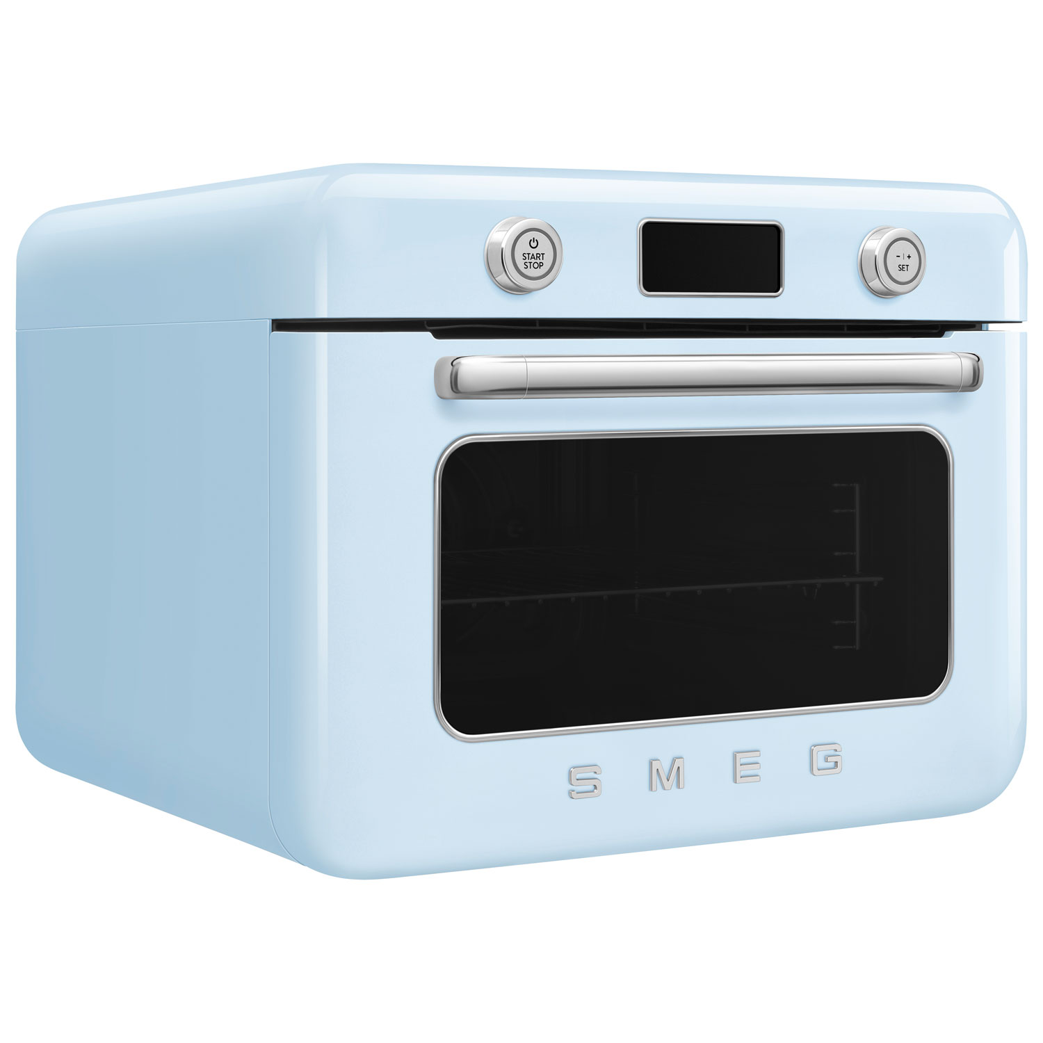 Four grille-pain de comptoir 10-en-1 avec friture à air chaud et cuisson à vapeur de Smeg - 1,05 pi³ - Bleu pastel