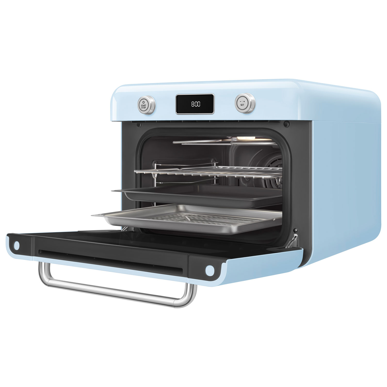 Four grille-pain de comptoir 10-en-1 avec friture à air chaud et cuisson à vapeur de Smeg - 1,05 pi³ - Bleu pastel