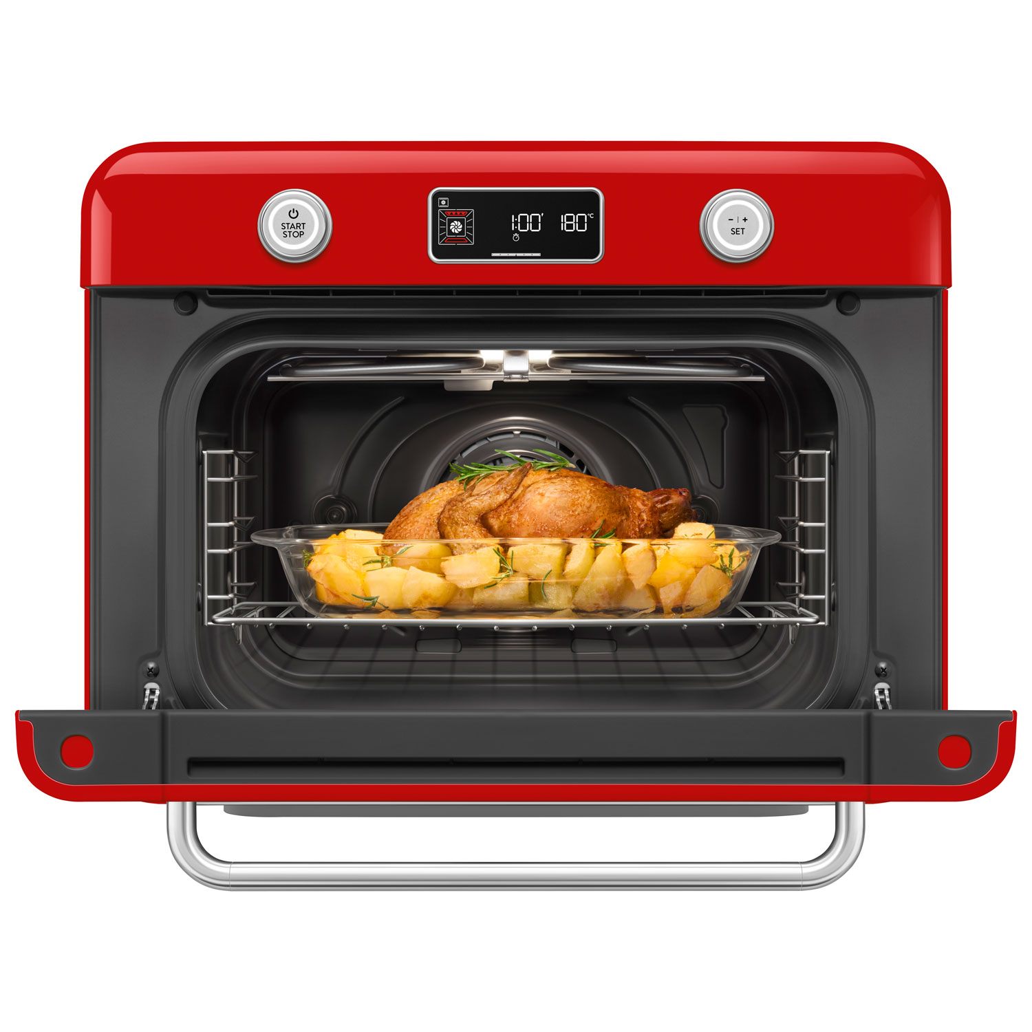 Smeg 10-in-1 Countertop Combination Air Fryer Toaster Oven with Steam - 1.05 Cu. Ft. - Red