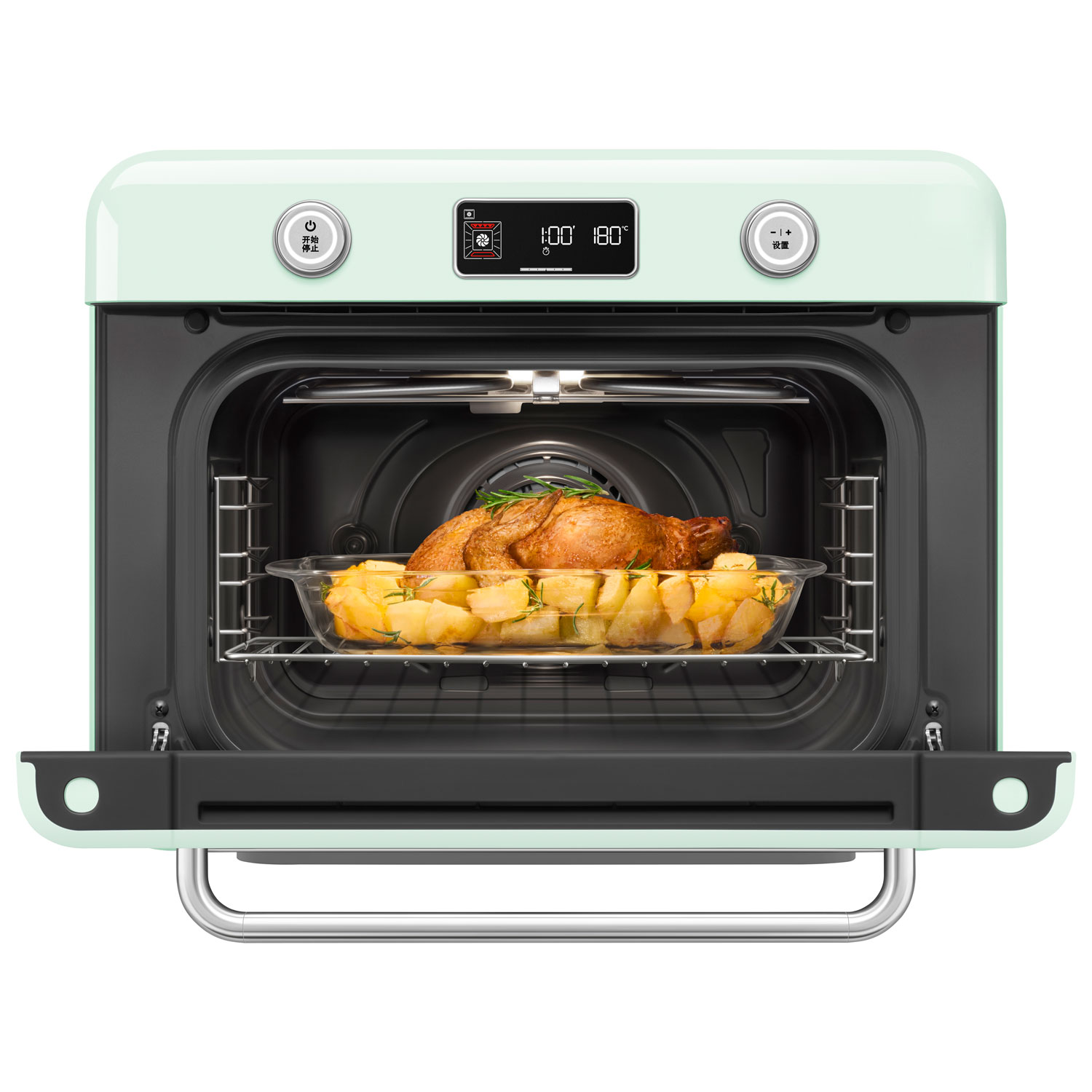 Smeg 10-in-1 Countertop Combination Air Fryer Toaster Oven with Steam - 1.05 Cu. Ft. - Pastel Green