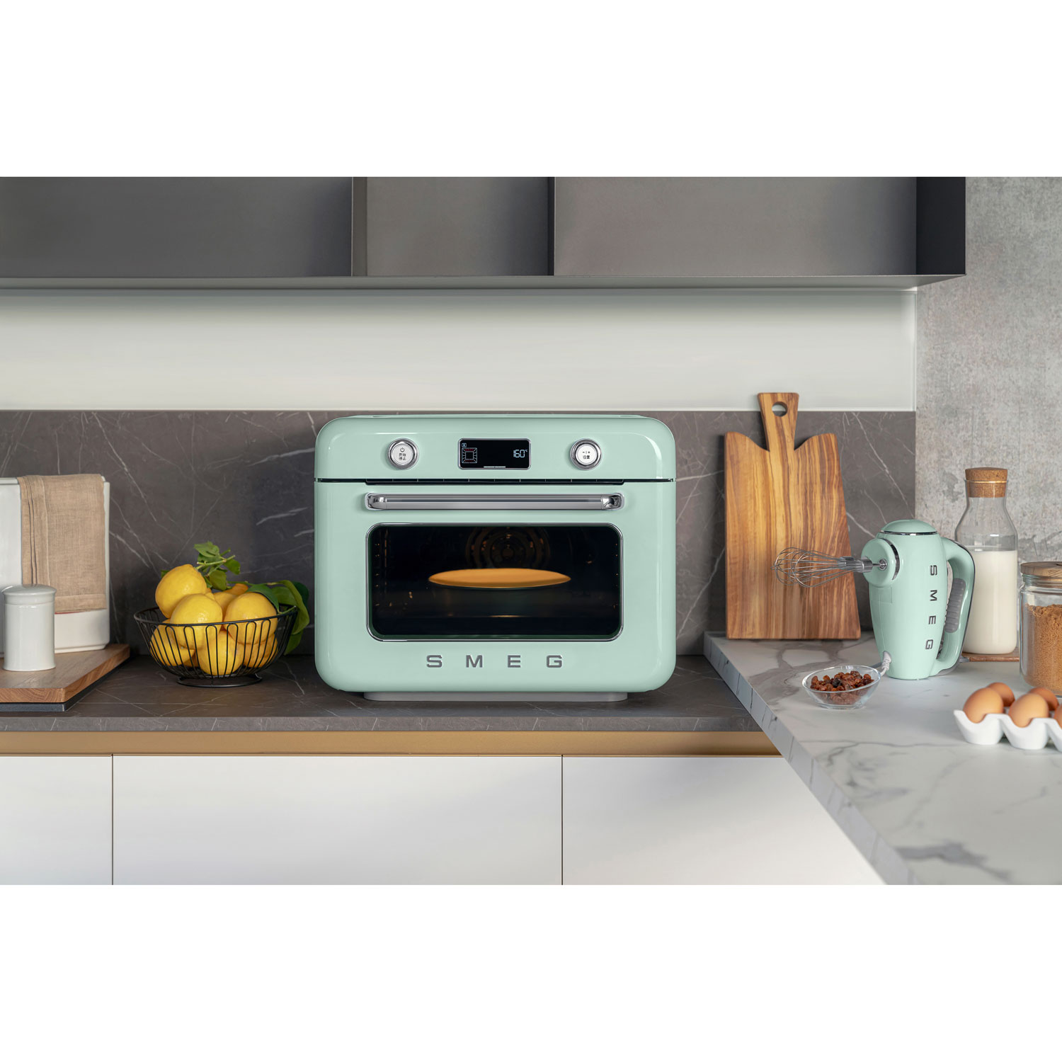 Smeg 10-in-1 Countertop Combination Air Fryer Toaster Oven with Steam - 1.05 Cu. Ft. - Pastel Green
