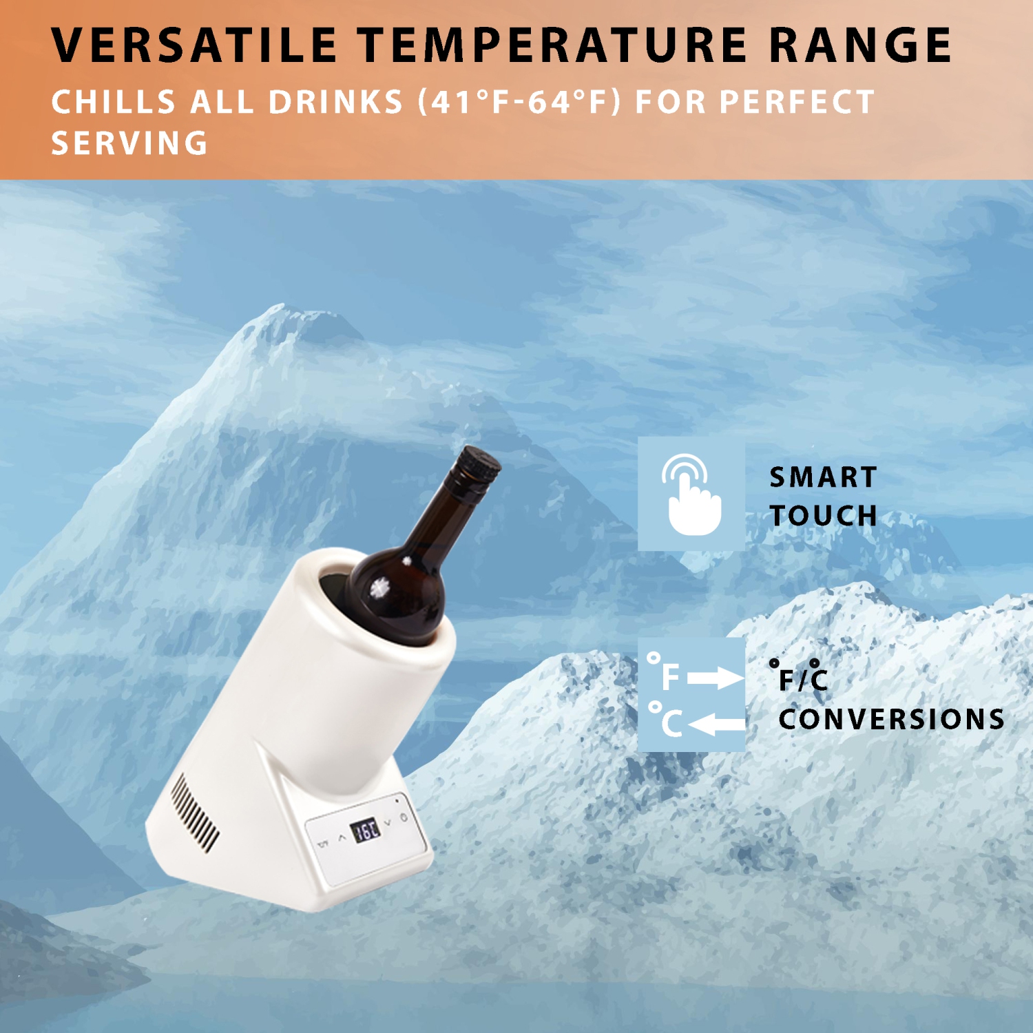 Equator Single Bottle Chiller Wine-Champagne-Water 110V AC/12V DC