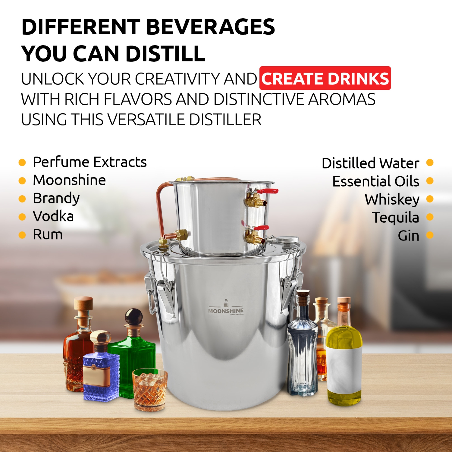 A-FCSA2-18 Détergent à vin d'alcool | Moonshine Still | Deux réservoirs Distillateur d'alcool | 18&nbsp;L de 5 gallons