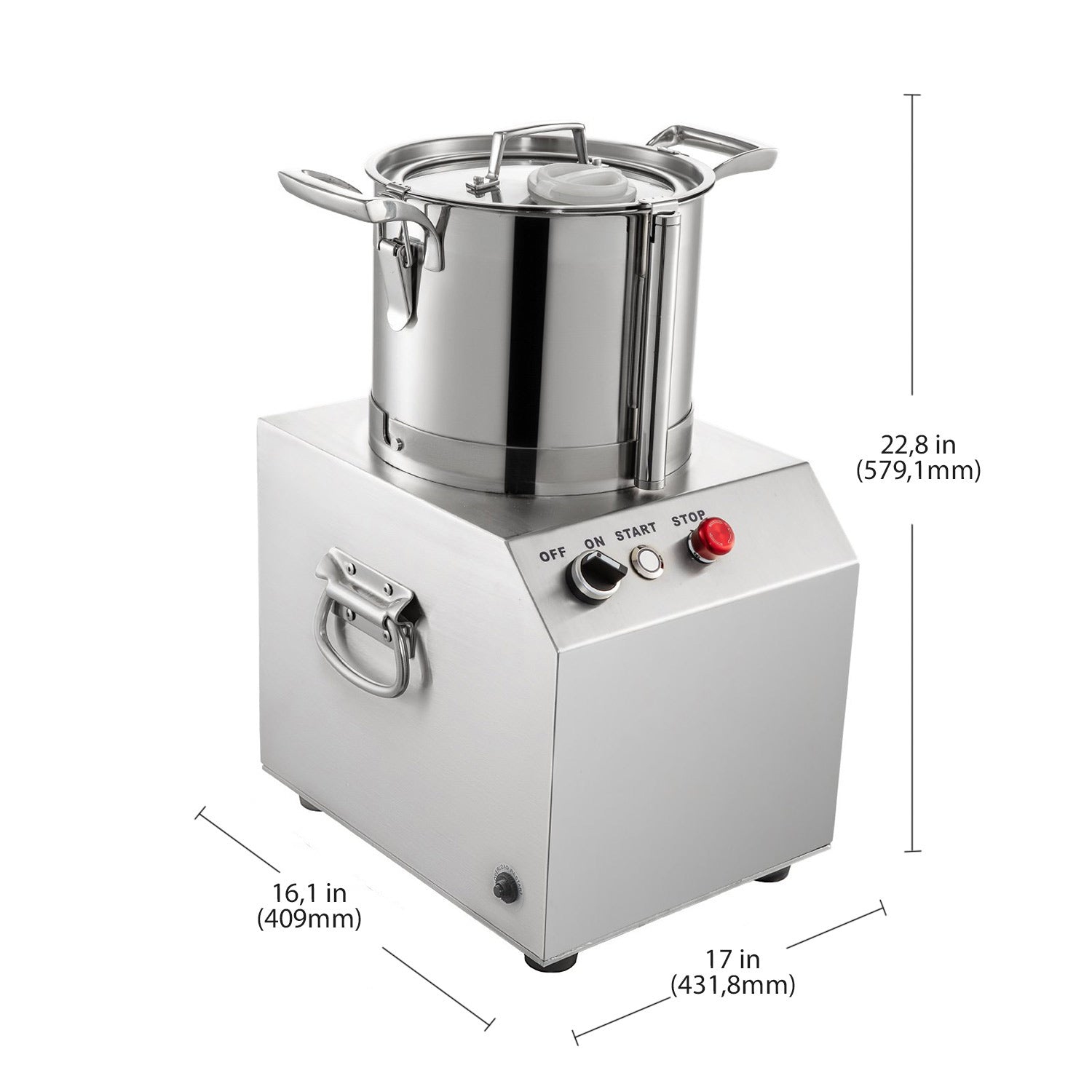A-QS810 Food Chopper | 10 L | Electric Food Processor | Stainless Steel | 1400RPM Motor | Wide Application | 110V