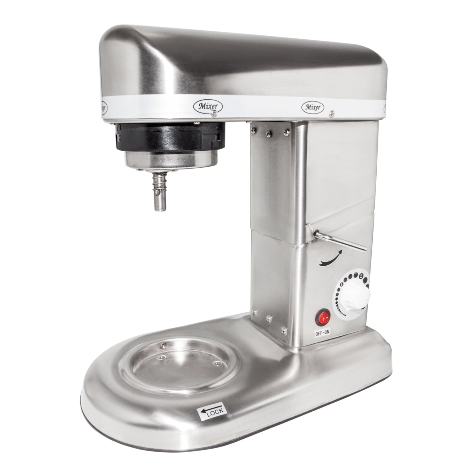 Mélangeur d'aliments GR-302 | Mélangeur commercial avec crochet pétrisseur, fouet métallique et fouet | Acier inoxydable | 7&nbsp;L | 110&nbsp;V