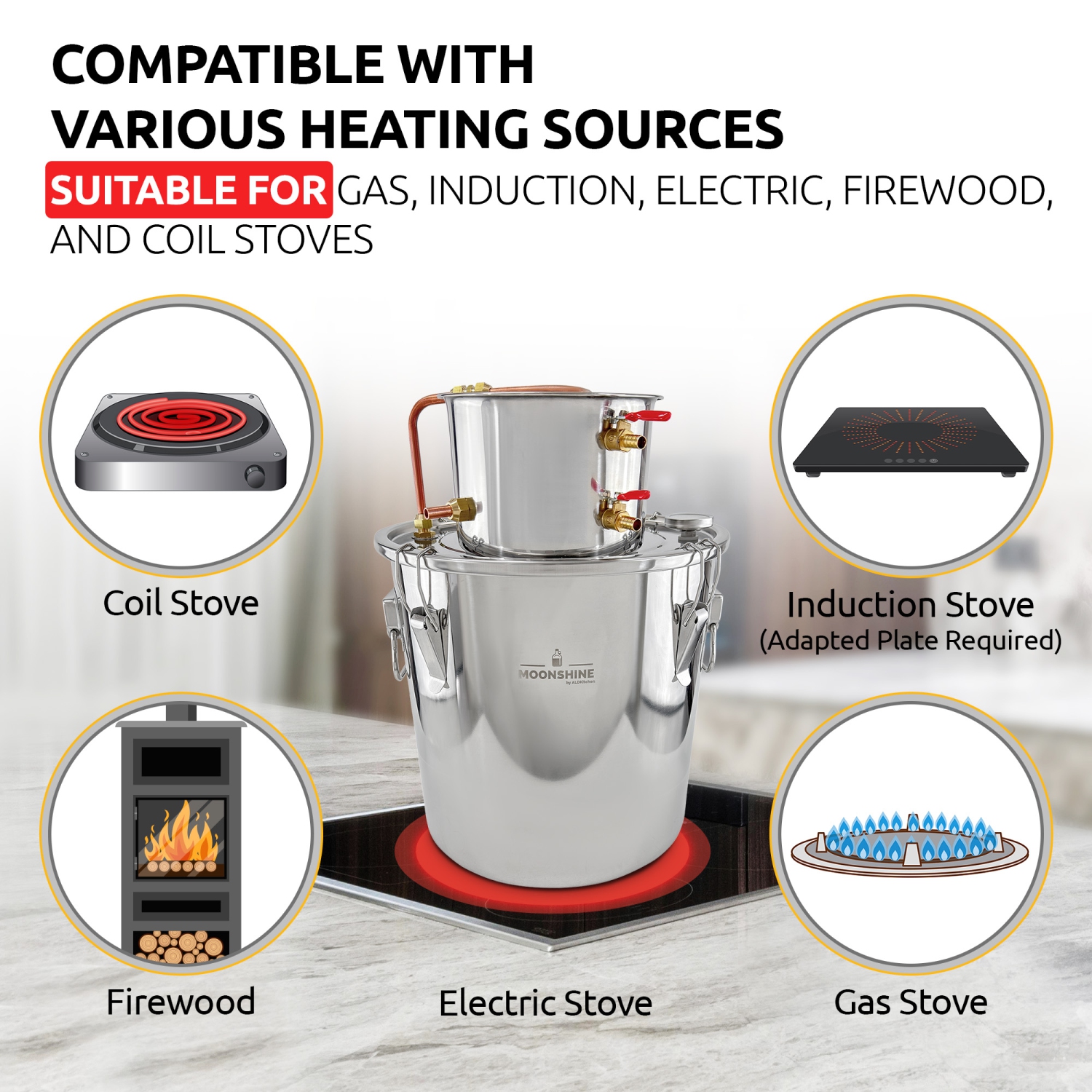 A-FCSA2-30 Détergent à vin d'alcool | Moonshine Still | Deux réservoirs Distillateur d'alcool | 30&nbsp;L de 8 gallons