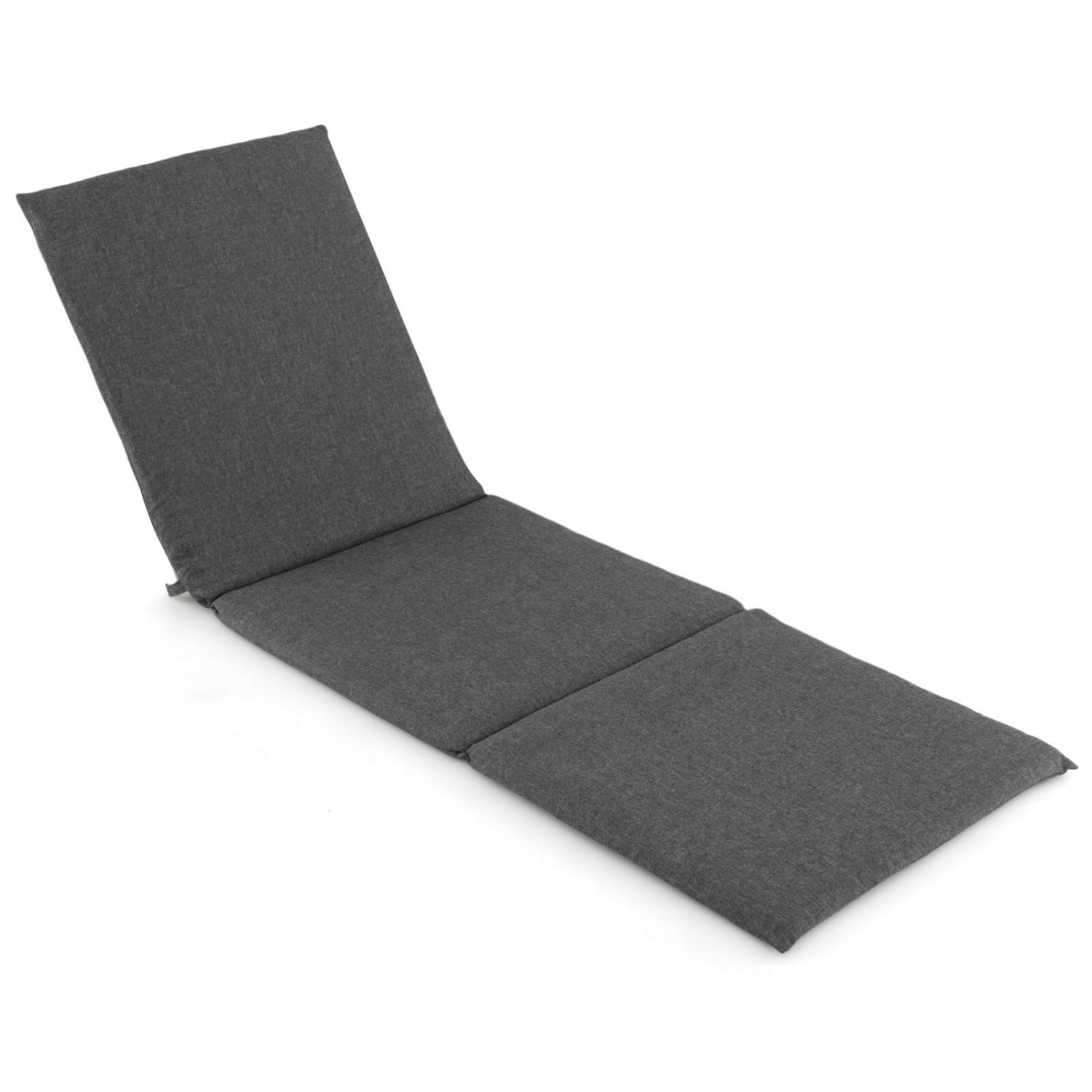 Costway Outdoor Chaise Lounge Cushion with Hook & Loop Fastener Fixing Straps Patio DarkGrey