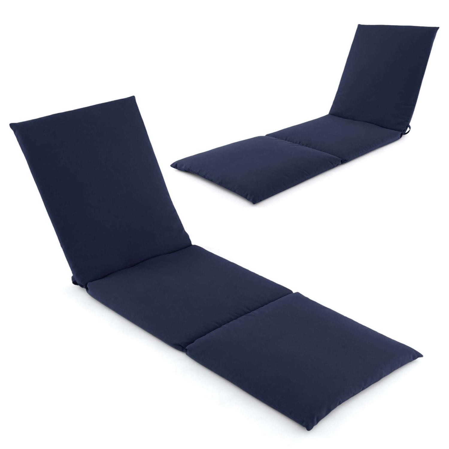 Coussin de chaise longue d'extérieur avec attaches autoagrippantes de Costway pour patio - Bleu