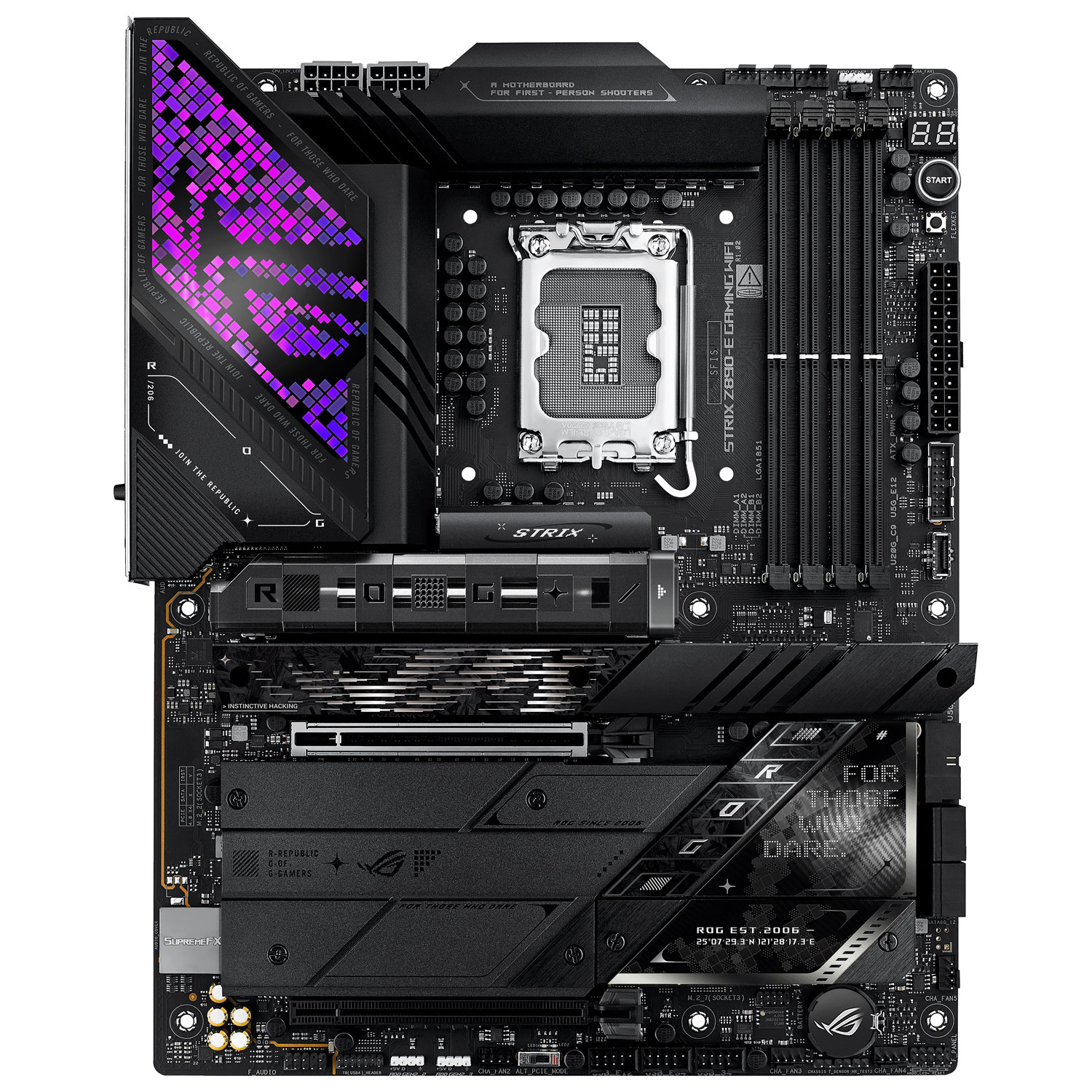 Carte mère ROG MAXIMUS Z890-E Gaming Wi-Fi ATX DDR5 d'ASUS avec LGA 1851 d'Intel pour processeurs Core Ultra d'Intel