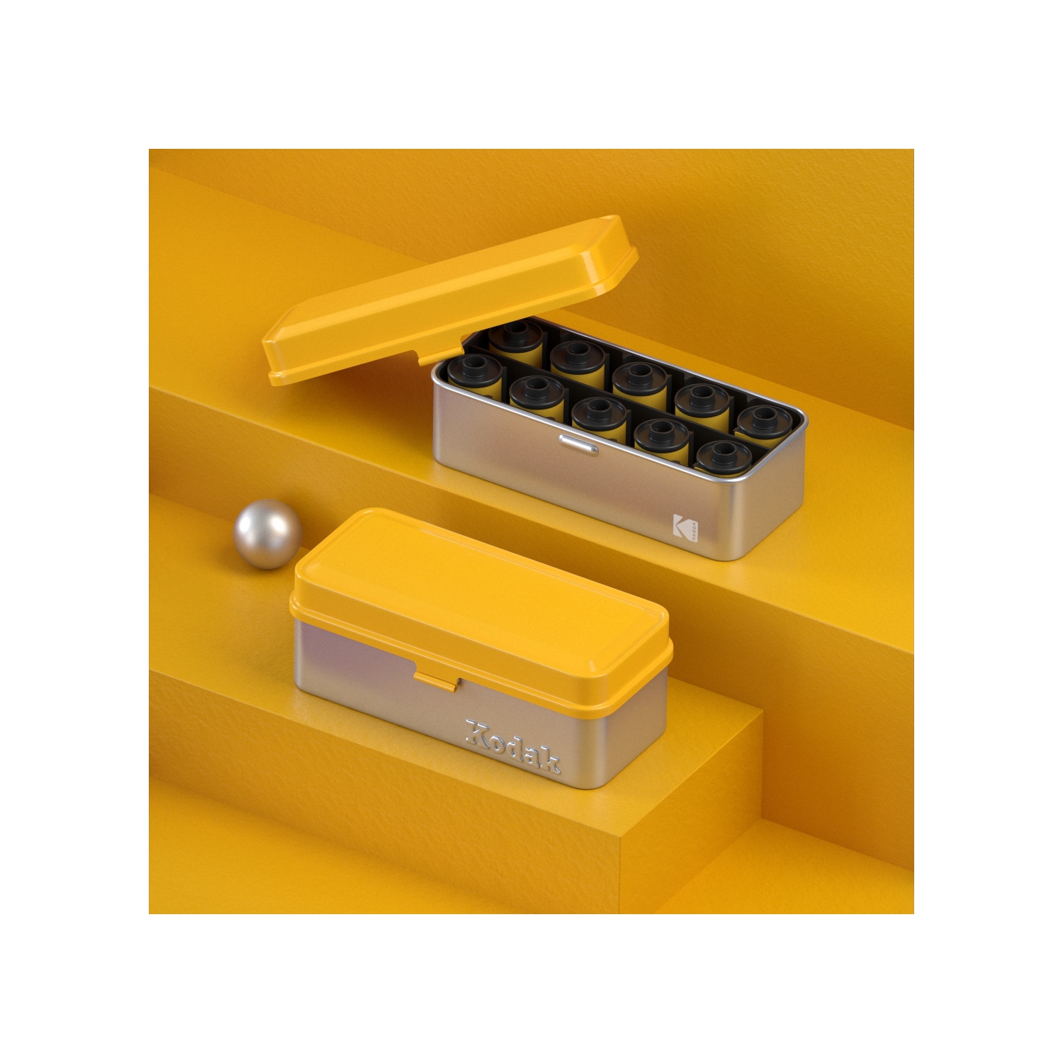 Kodak 120/135 Film Case - for 8 Rolls of 120 Films / 10 Rolls of 35mm Films - Retro Steel Case to Sort & Safeguard Film (Film is not Included)