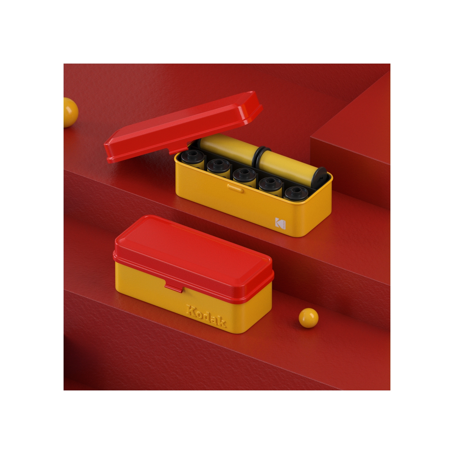 Kodak 120/135 Film Case - for 8 Rolls of 120 Films / 10 Rolls of 35mm Films - Retro Steel Case to Sort & Safeguard Film (Film is not Included)