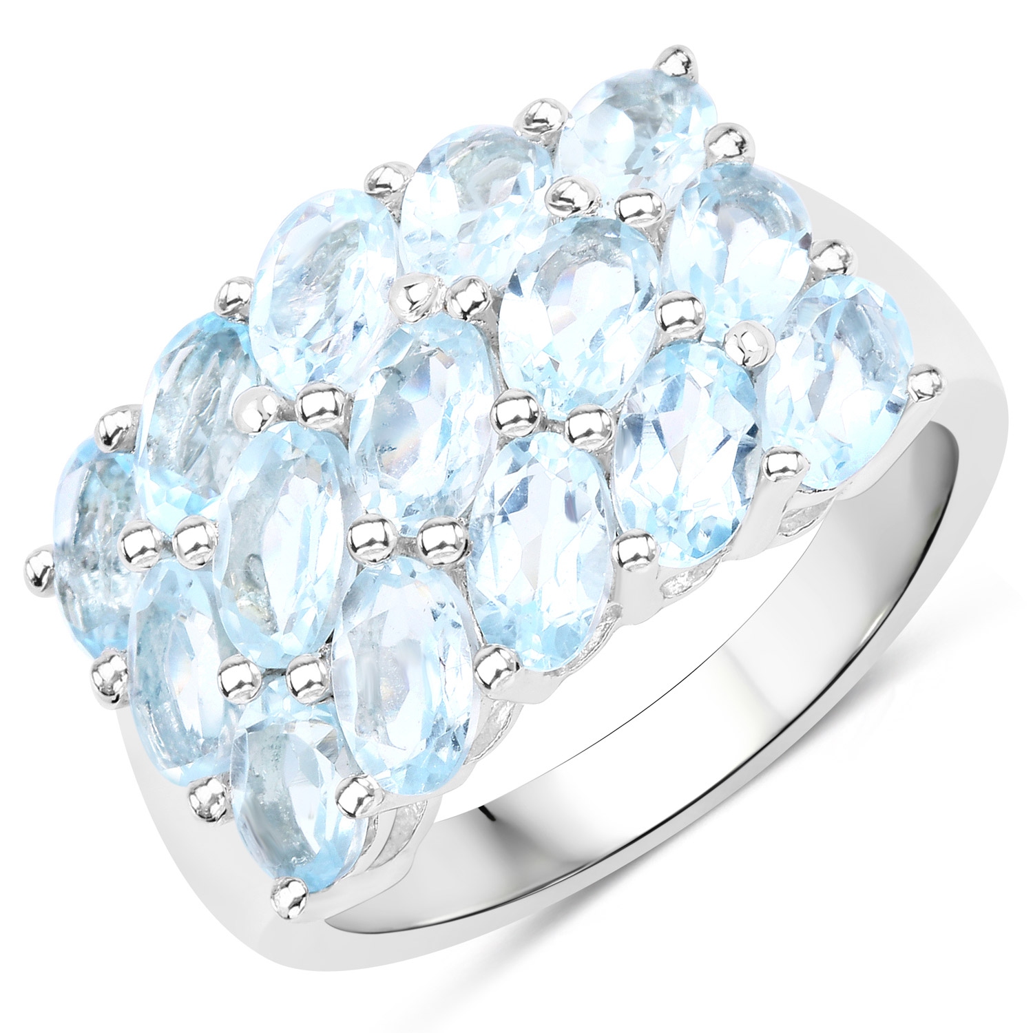 3.75 ct Genuine Blue Topaz .925 Sterling Silver Ring