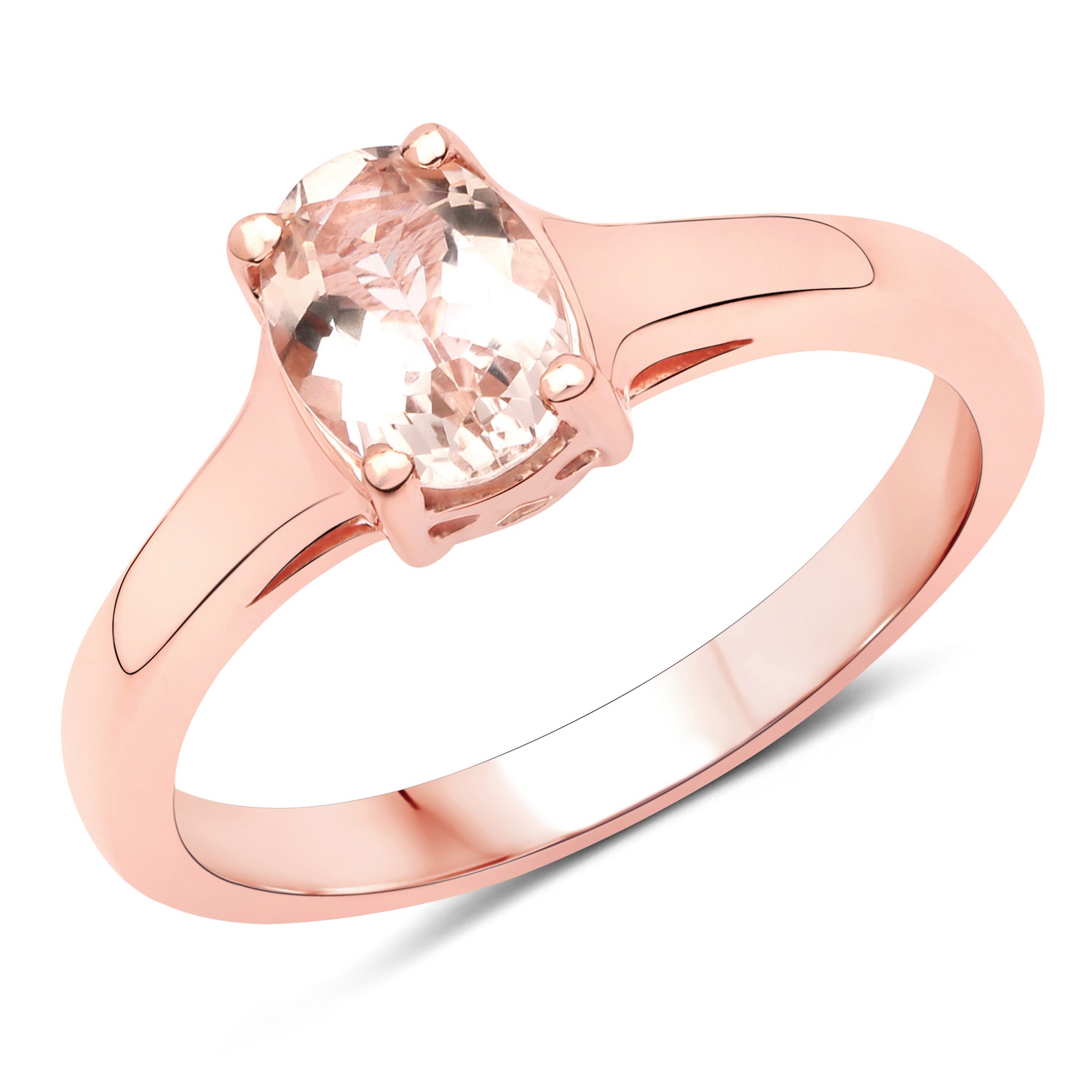 0.70 Carat Genuine Morganite .925 Sterling Silver Ring